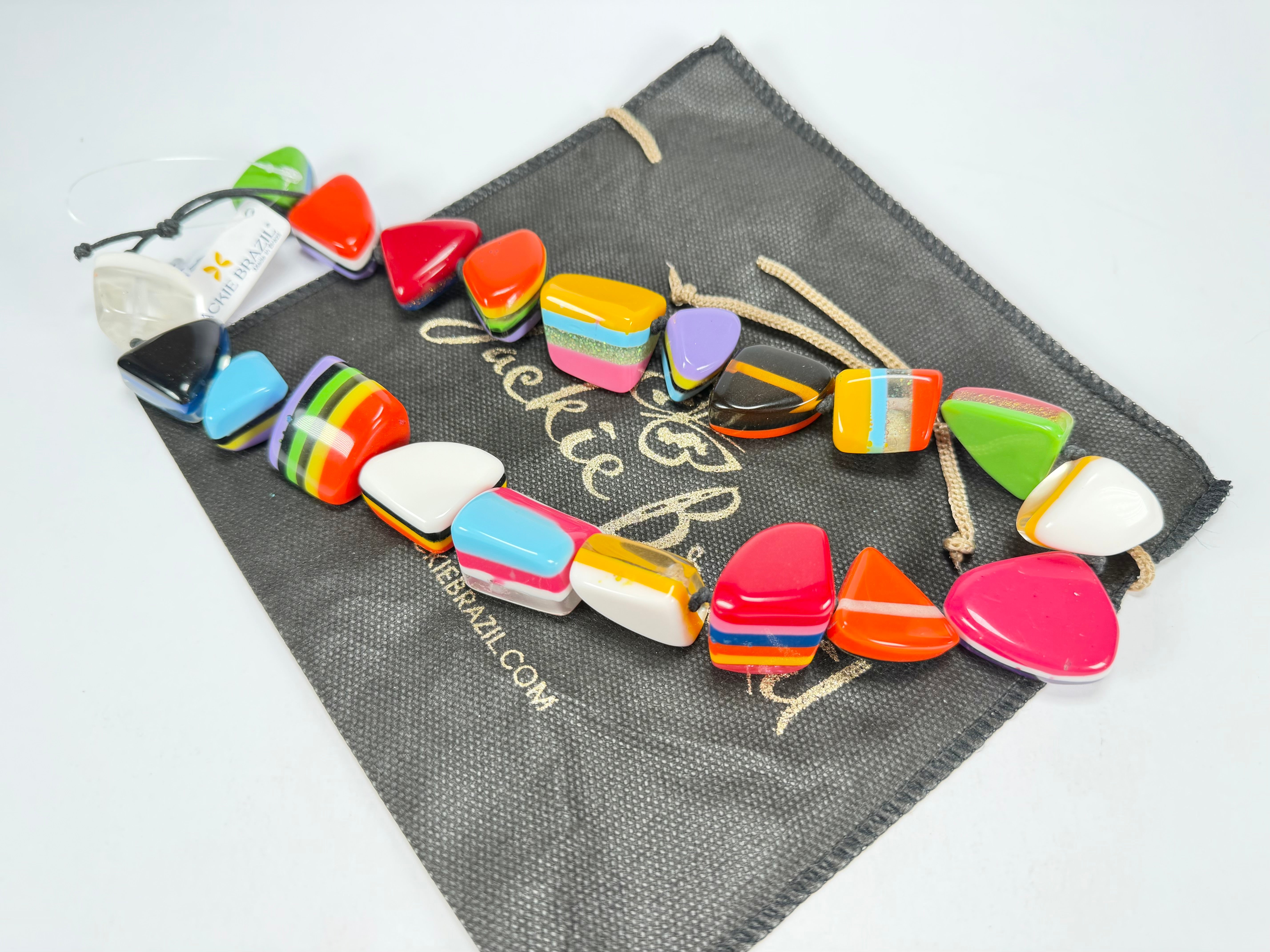 Jackie Brazil "Natural" Pop Art Large Stones 55cm Resin Necklace ( N0378 )