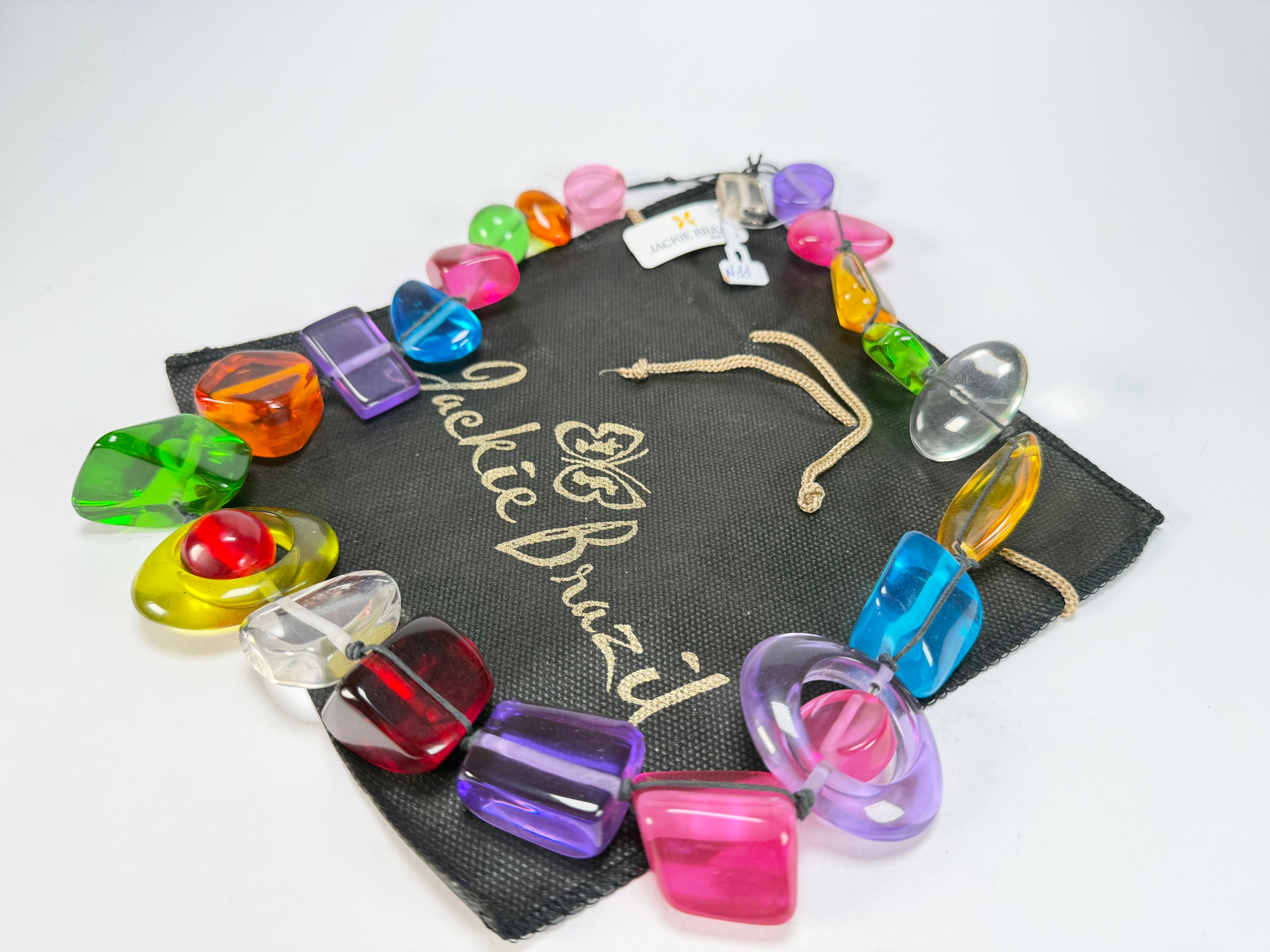Jackie Brazil "Indiana" Transparent Carnaval Mix Multi-Bead Medium Resin 70cm Necklace ( N0033 )