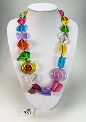 Jackie Brazil "Indiana" Transparent Carnaval Mix Multi-Bead Medium Resin 70cm Necklace ( N0033 )