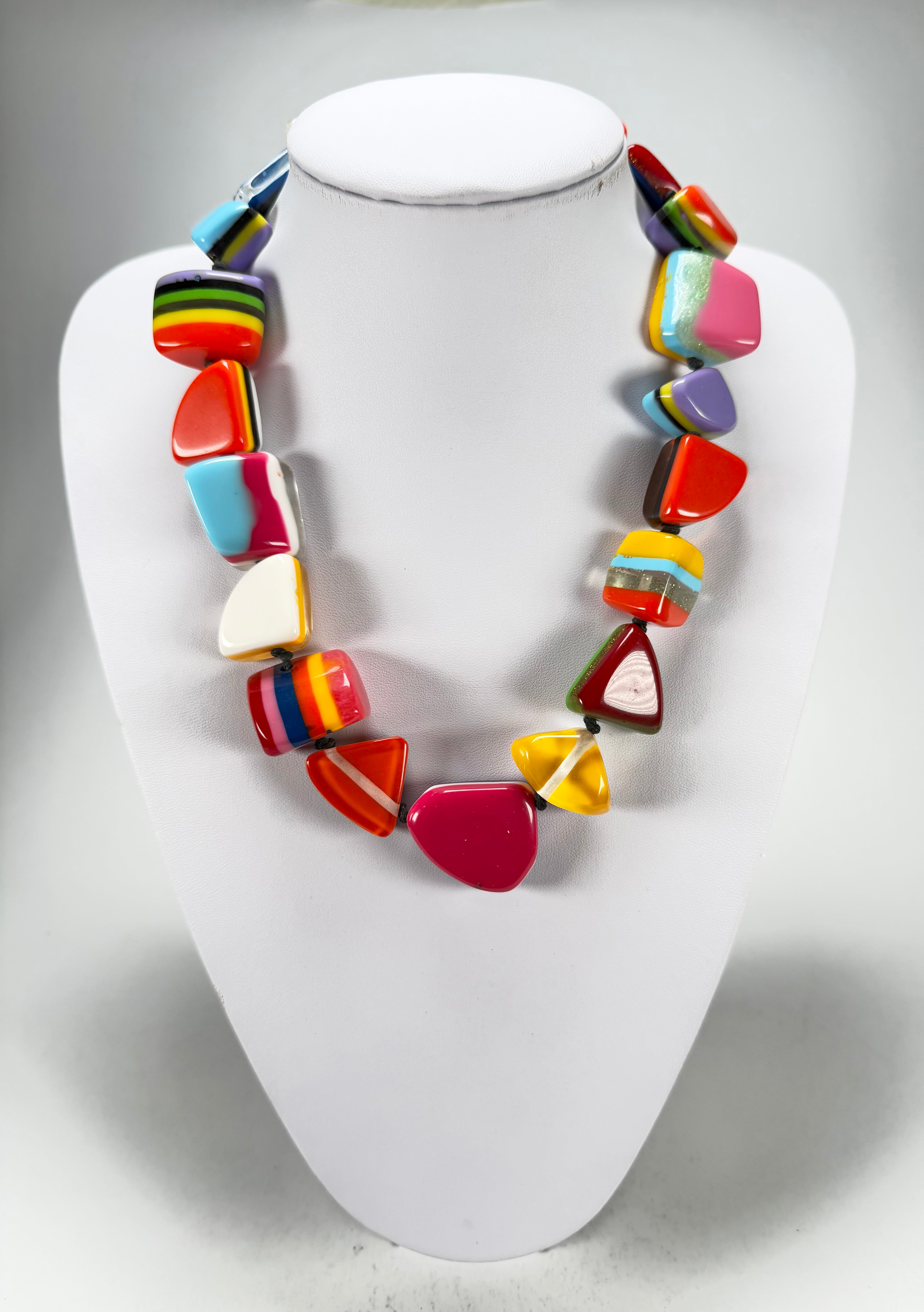 Jackie Brazil "Natural" Pop Art Large Stones 55cm Resin Necklace ( N0378 )
