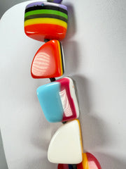 Jackie Brazil "Natural" Pop Art Large Stones 55cm Resin Necklace ( N0378 )