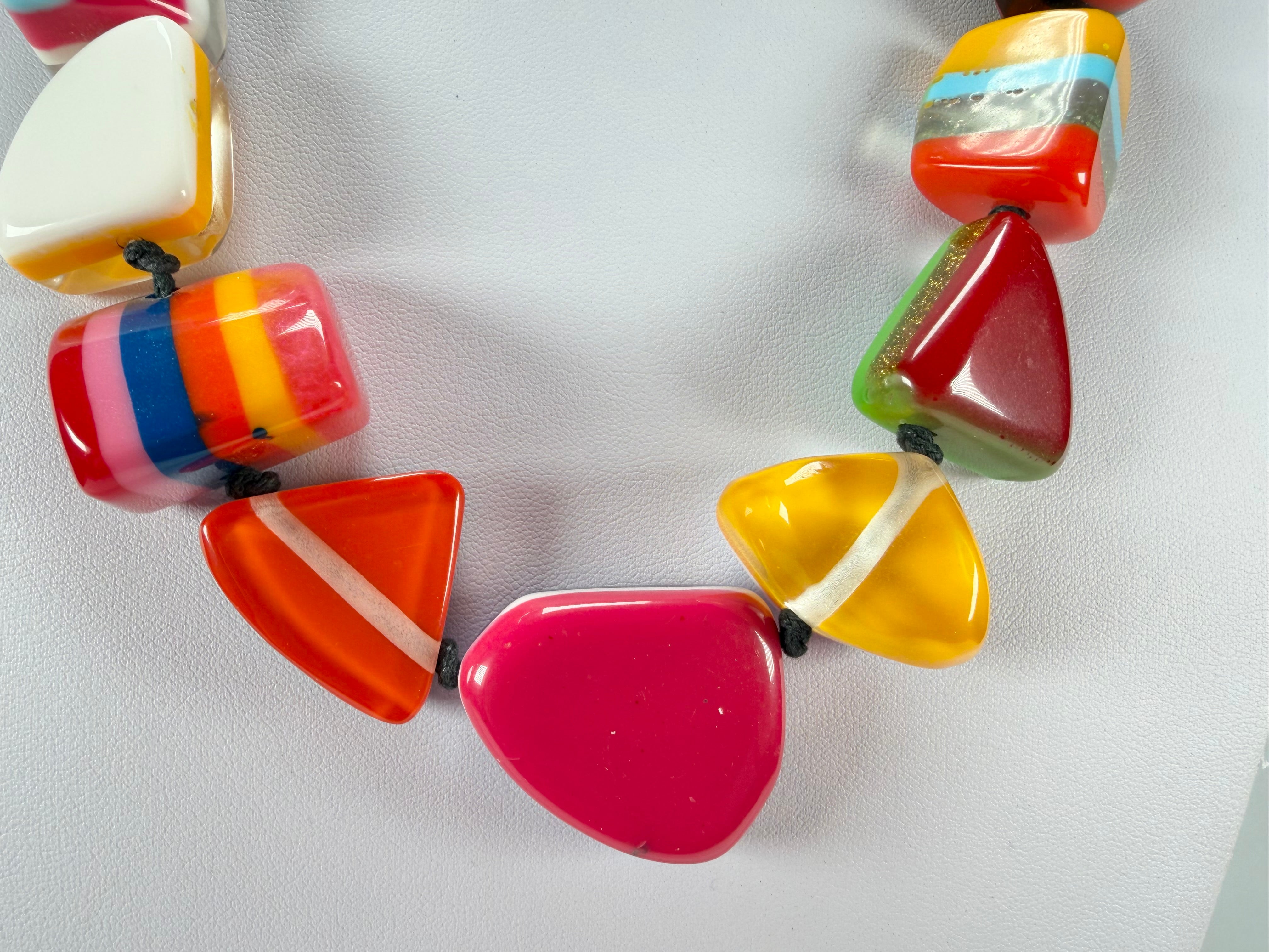 Jackie Brazil "Natural" Pop Art Large Stones 55cm Resin Necklace ( N0378 )