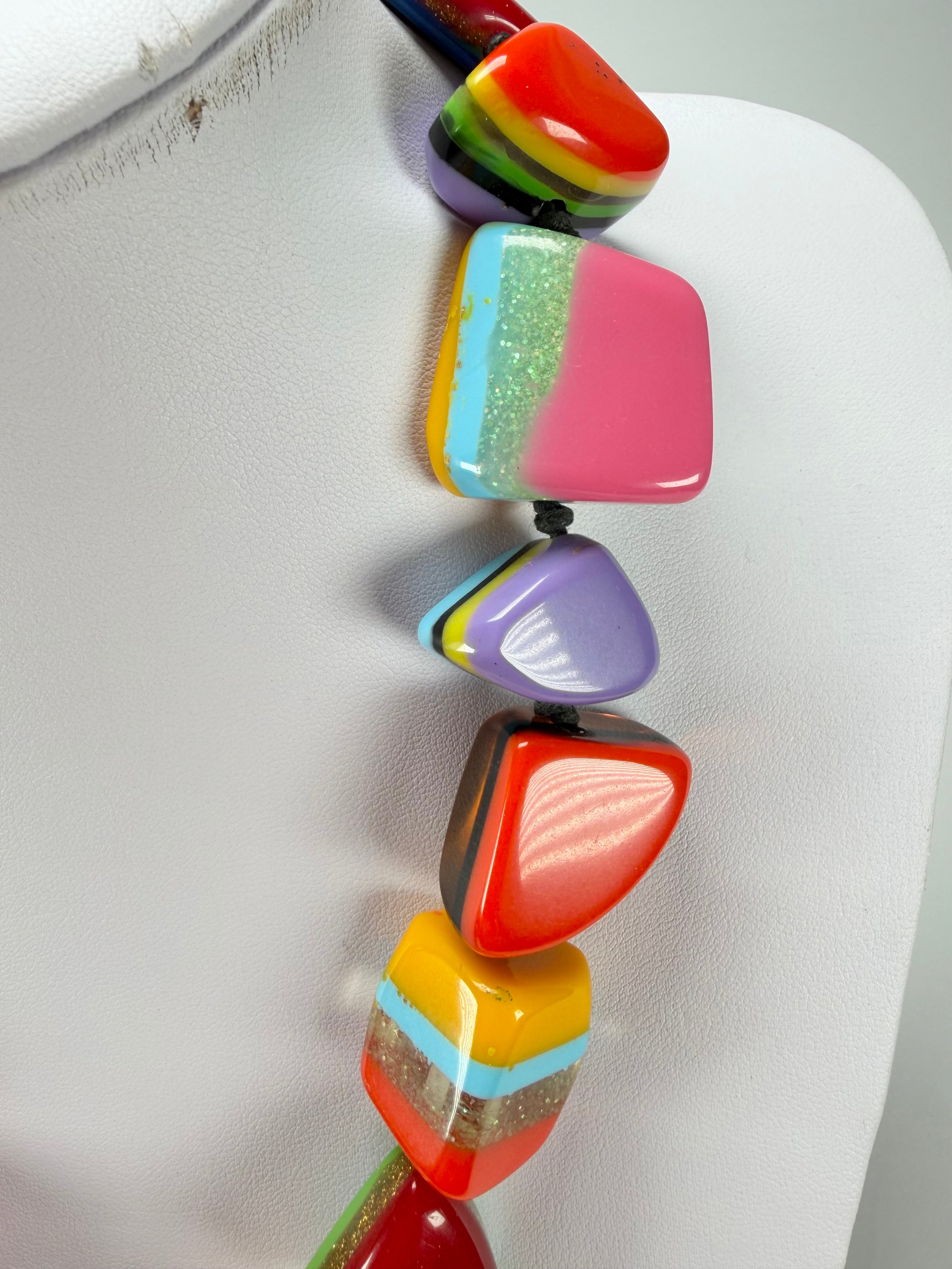 Jackie Brazil "Natural" Pop Art Large Stones 55cm Resin Necklace ( N0378 )