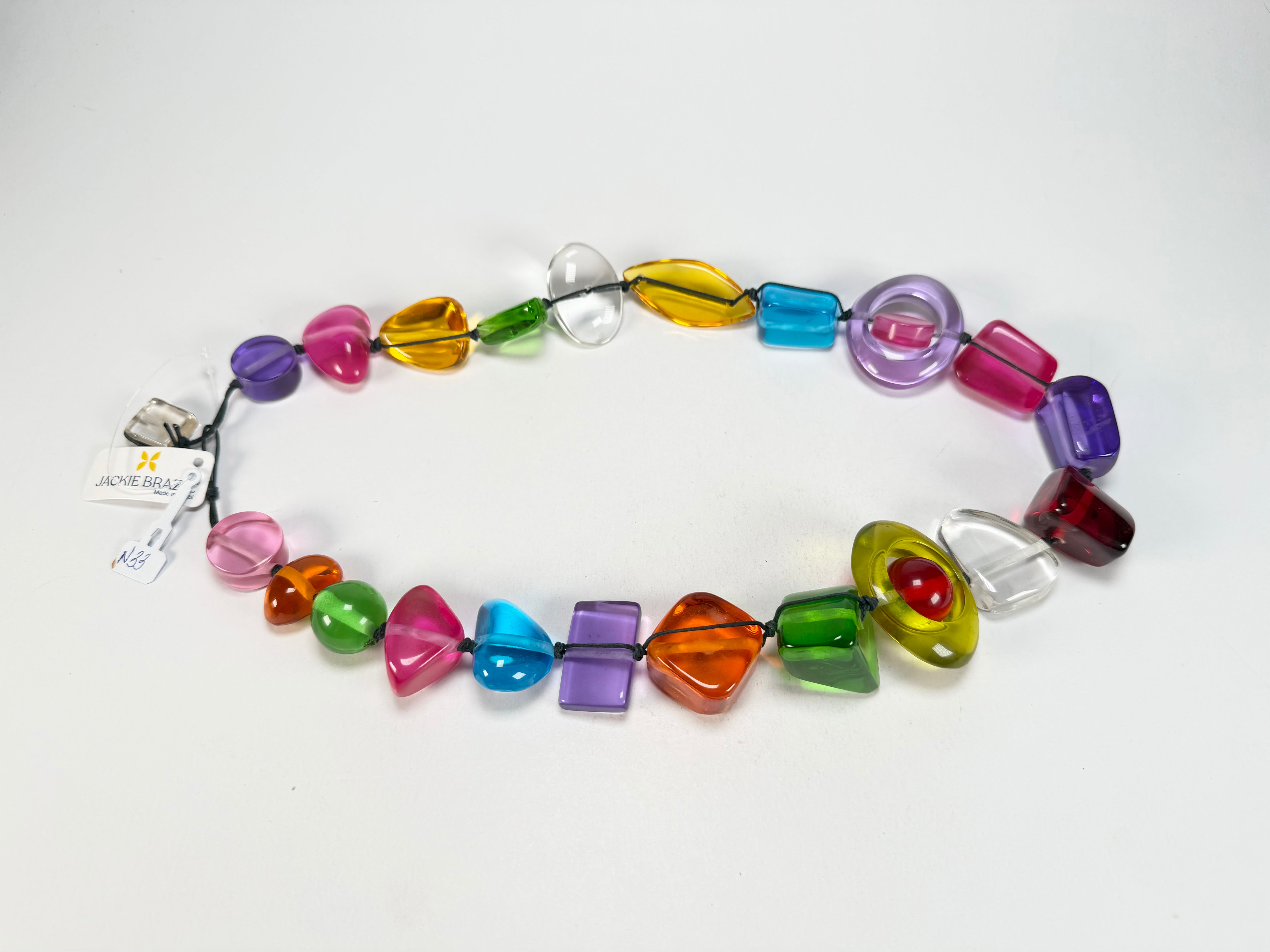 Jackie Brazil "Indiana" Transparent Carnaval Mix Multi-Bead Medium Resin 70cm Necklace ( N0033 )