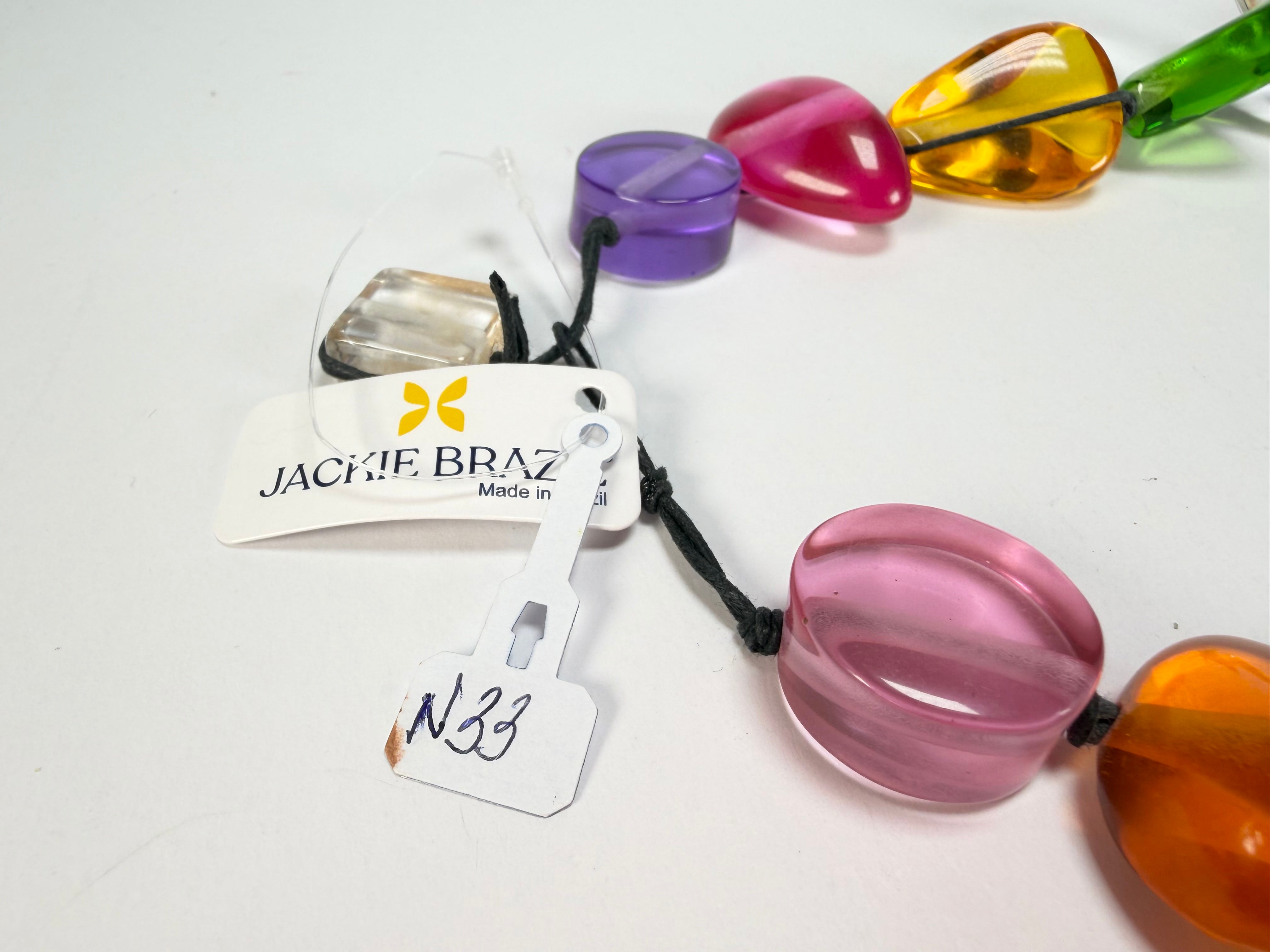 Jackie Brazil "Indiana" Transparent Carnaval Mix Multi-Bead Medium Resin 70cm Necklace ( N0033 )