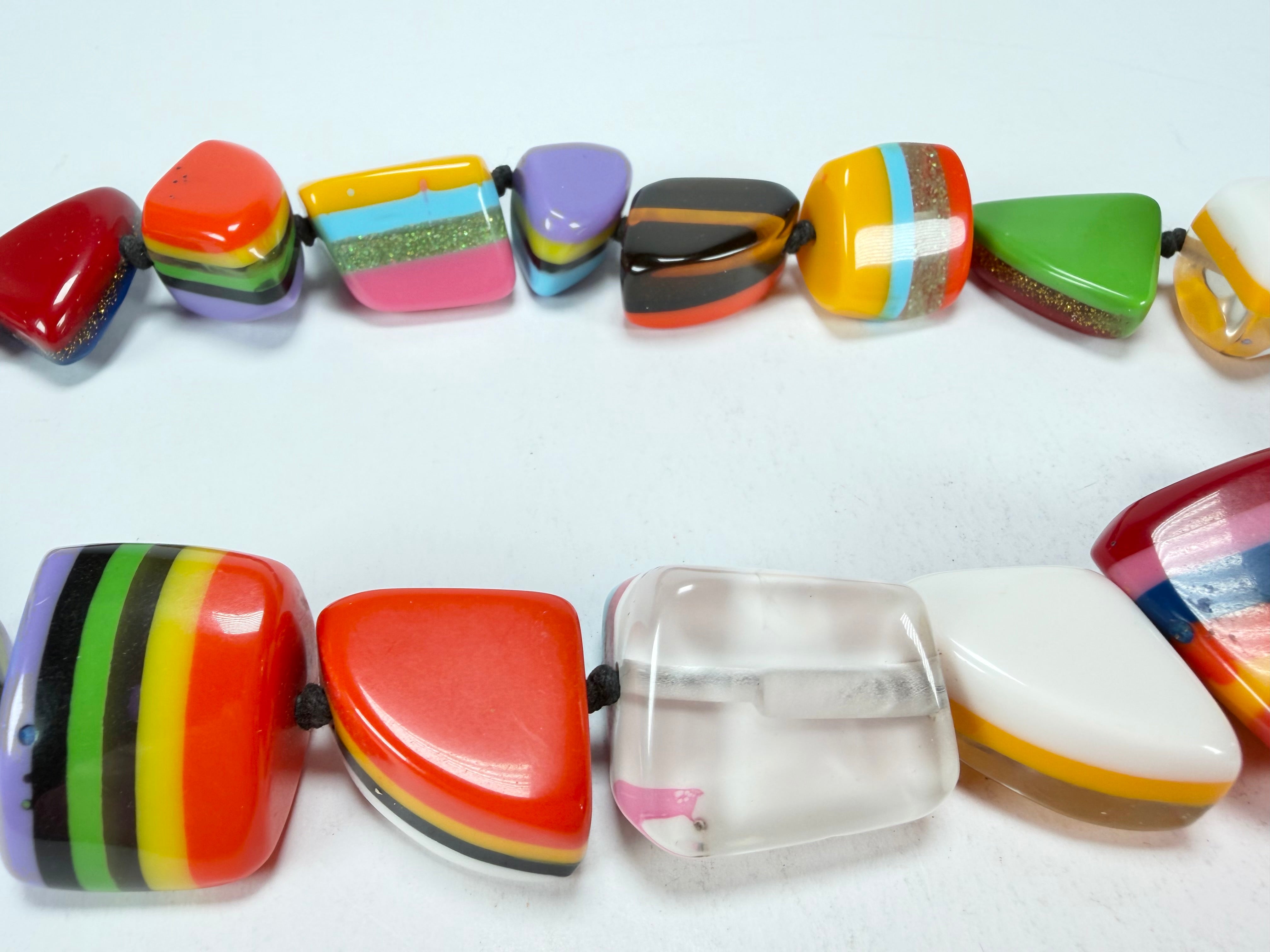 Jackie Brazil "Natural" Pop Art Large Stones 55cm Resin Necklace ( N0378 )