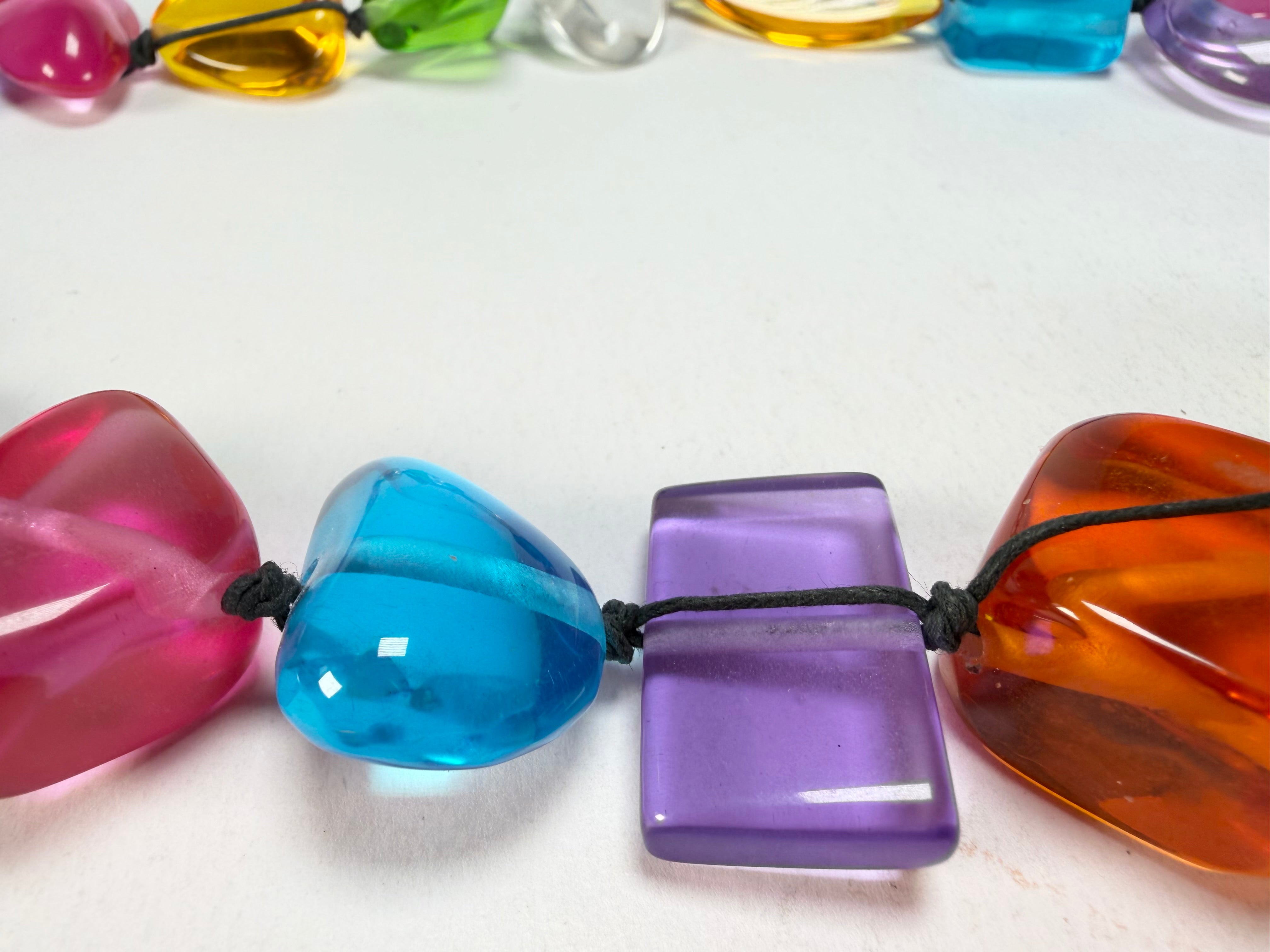Jackie Brazil "Indiana" Transparent Carnaval Mix Multi-Bead Medium Resin 70cm Necklace ( N0033 )