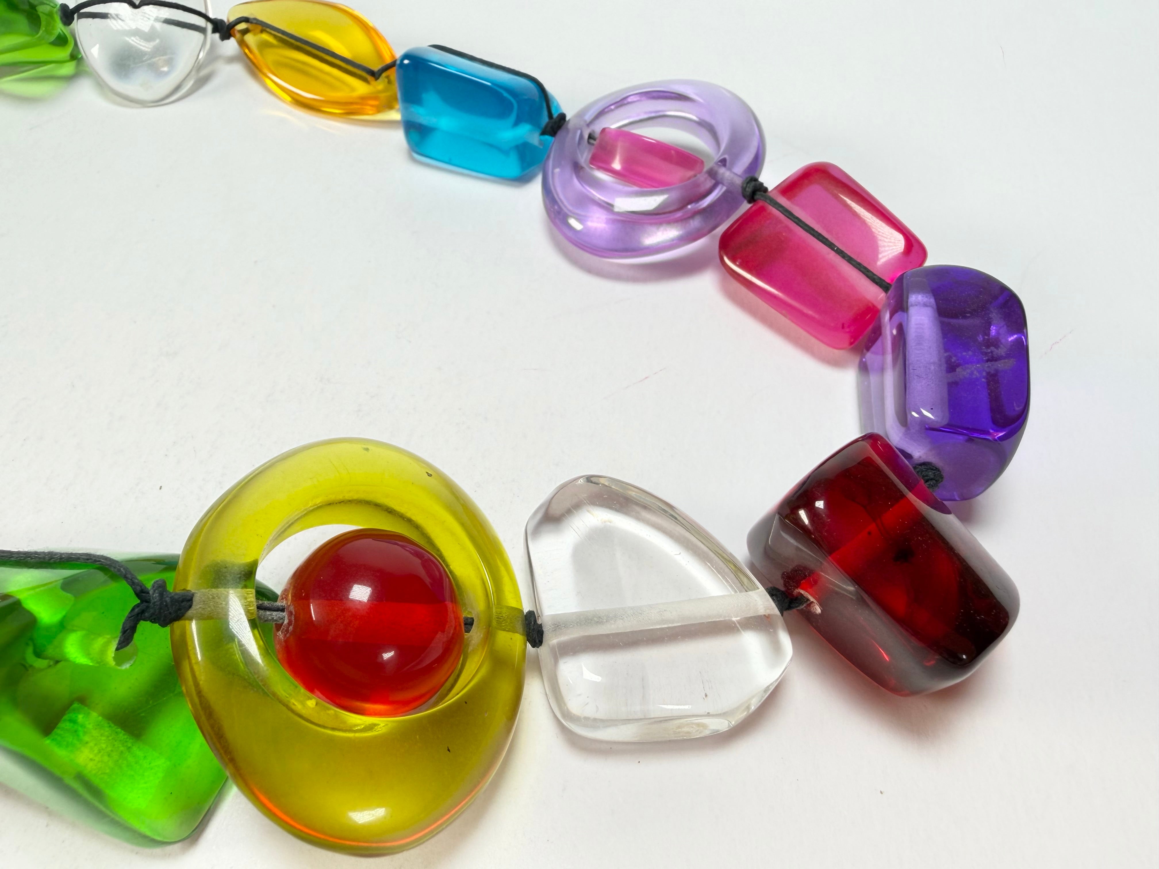 Jackie Brazil "Indiana" Transparent Carnaval Mix Multi-Bead Medium Resin 70cm Necklace ( N0033 )