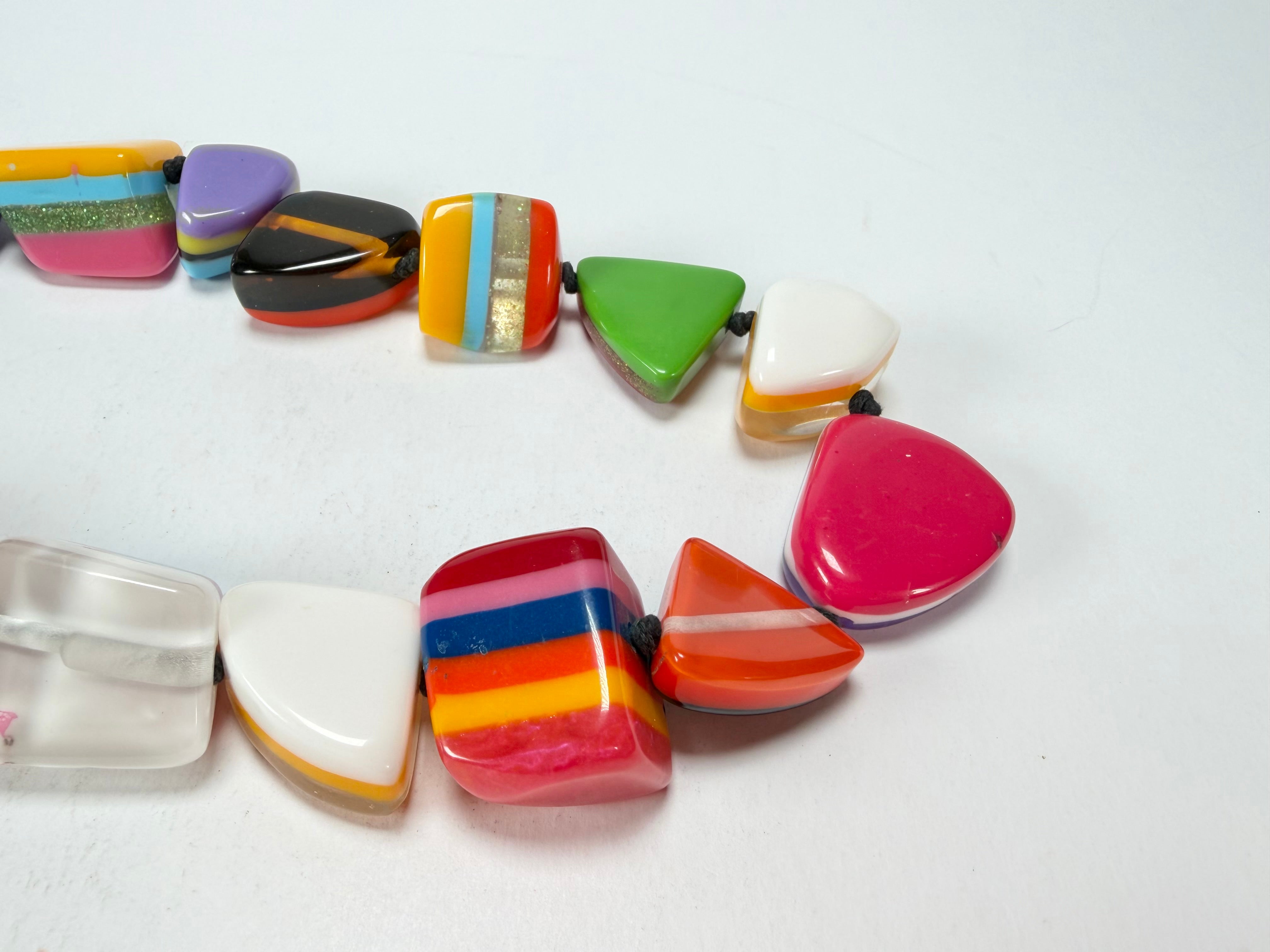 Jackie Brazil "Natural" Pop Art Large Stones 55cm Resin Necklace ( N0378 )