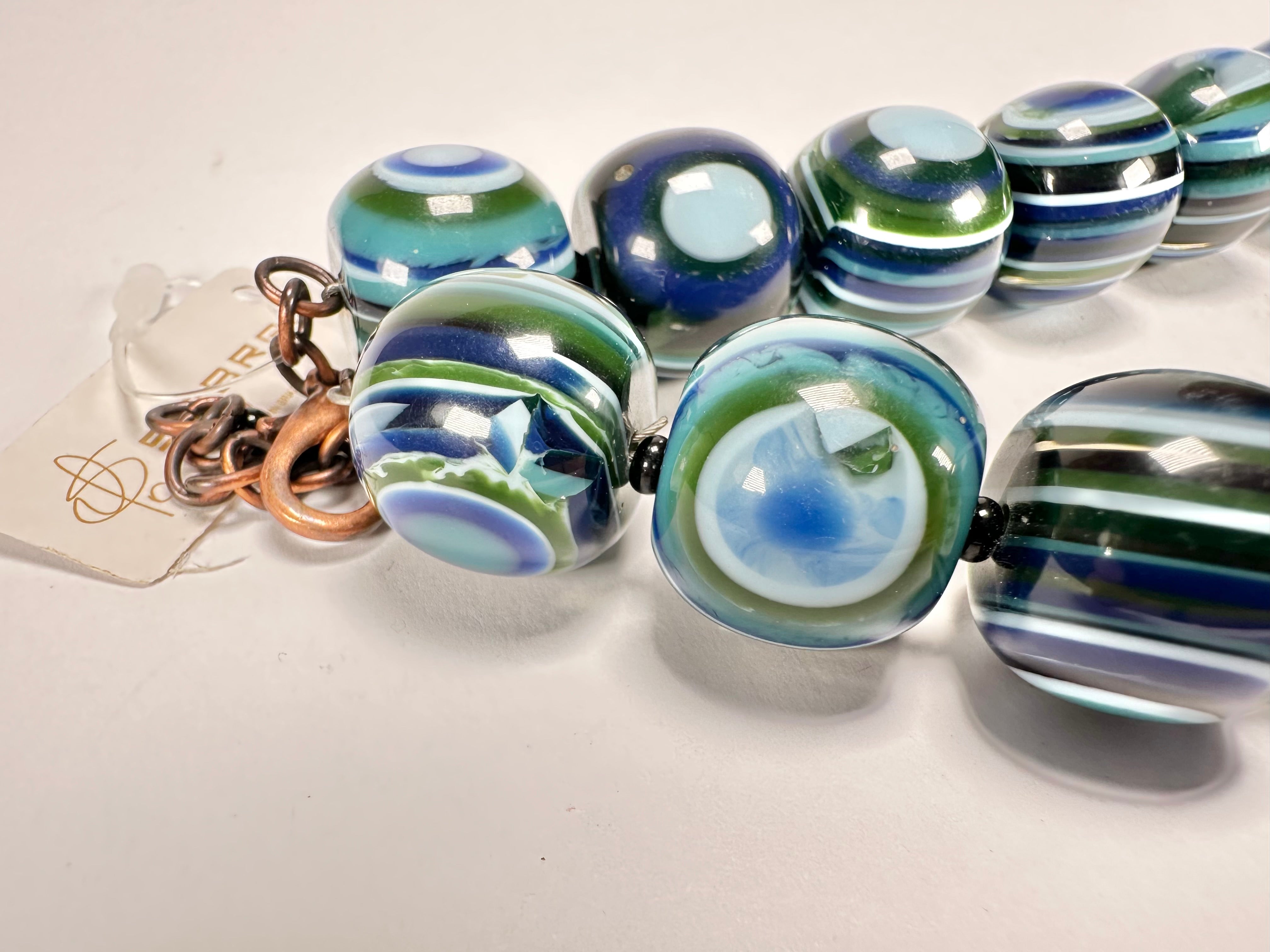 Jackie Brazil "Cat Eyes" Blue Mix Liquorice Balls Resin Necklace 50cm ( N0894 )