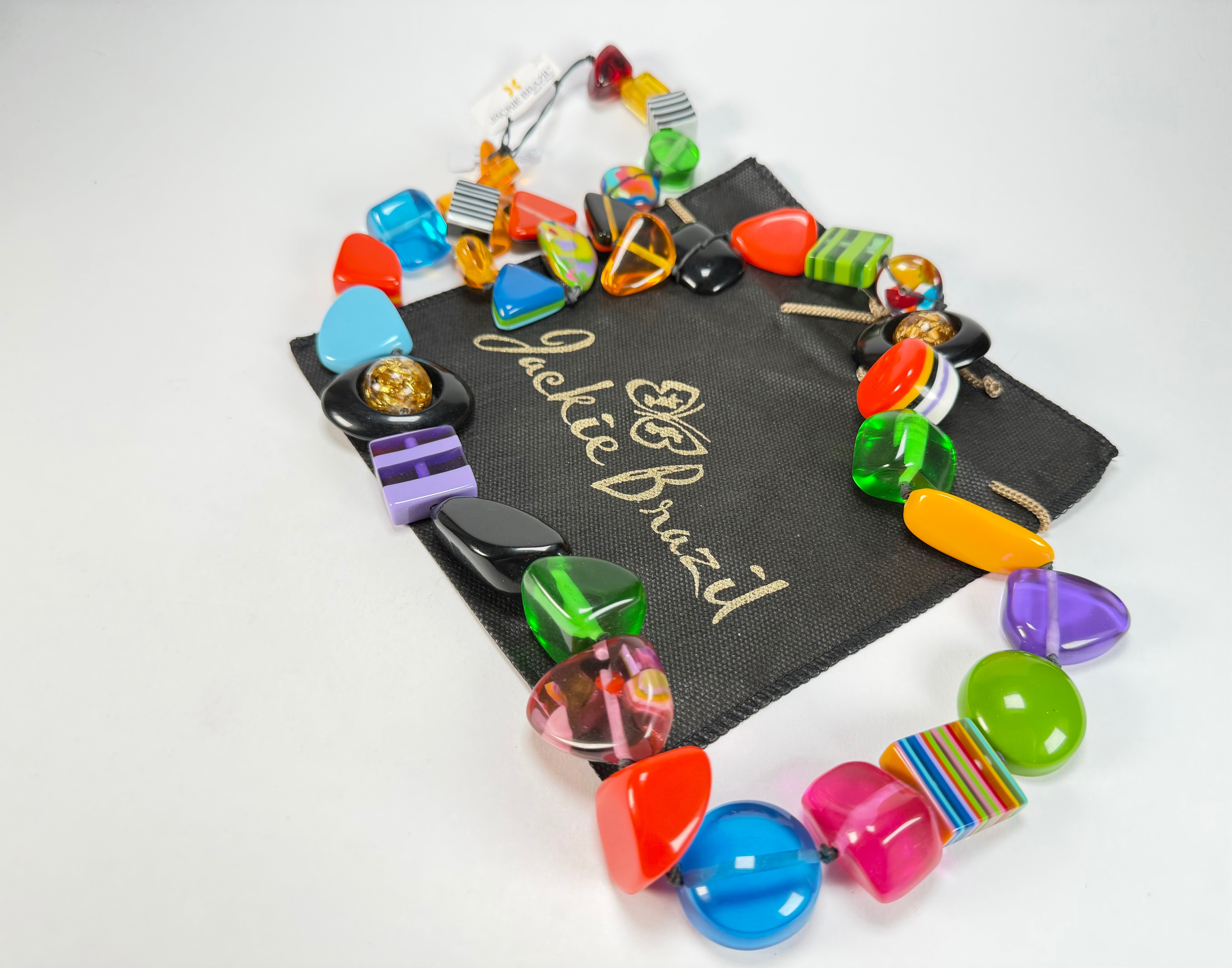 Jackie Brazil "Indiana" Mix Colours Multi-Bead Long Resin 110cm Necklace ( N0038 )