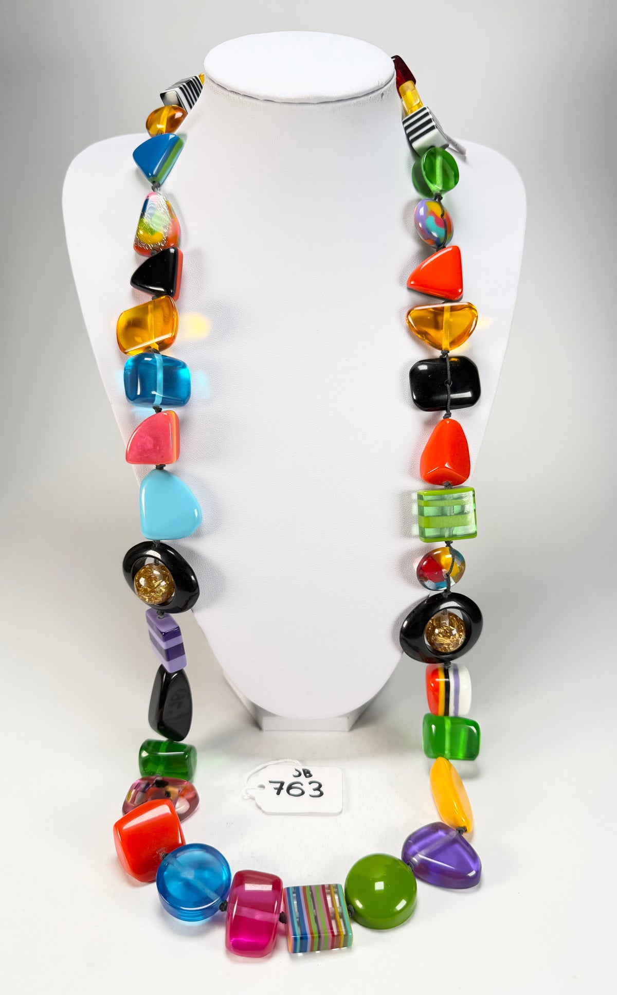 Jackie Brazil "Indiana" Mix Colours Multi-Bead Long Resin 110cm Necklace ( N0038 )