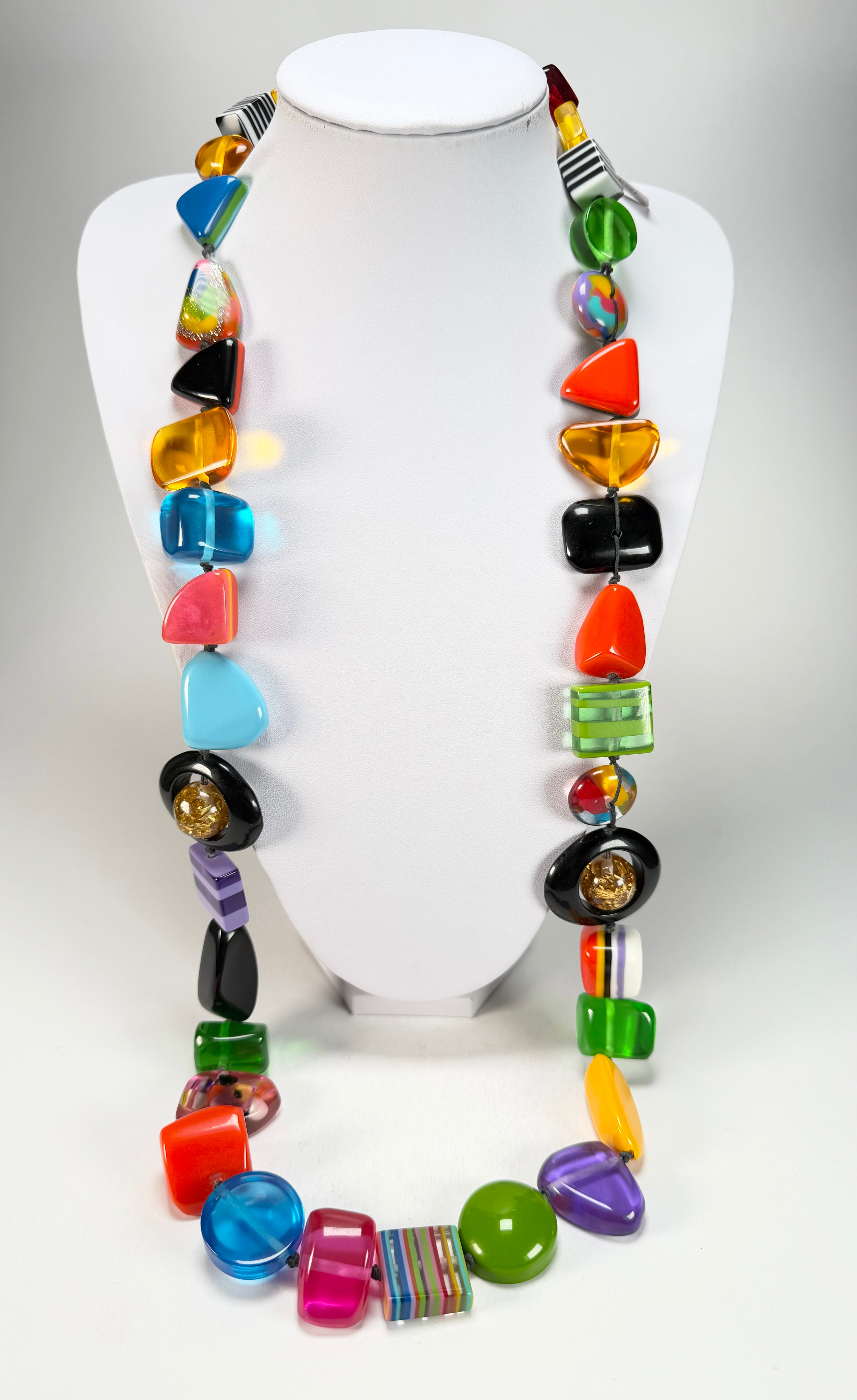 Jackie Brazil "Indiana" Mix Colours Multi-Bead Long Resin 110cm Necklace ( N0038 )