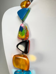 Jackie Brazil "Indiana" Mix Colours Multi-Bead Long Resin 110cm Necklace ( N0038 )
