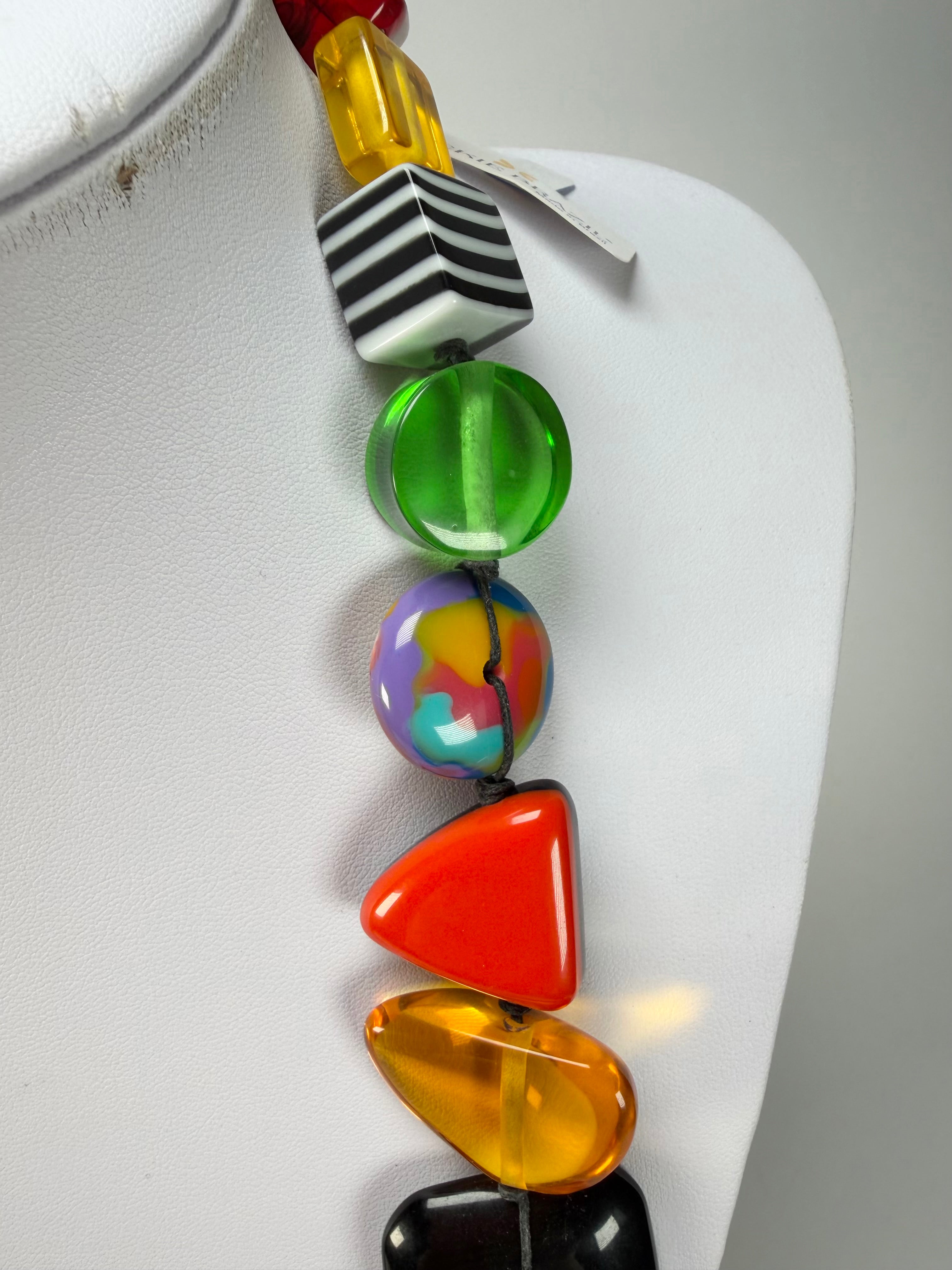 Jackie Brazil "Indiana" Mix Colours Multi-Bead Long Resin 110cm Necklace ( N0038 )
