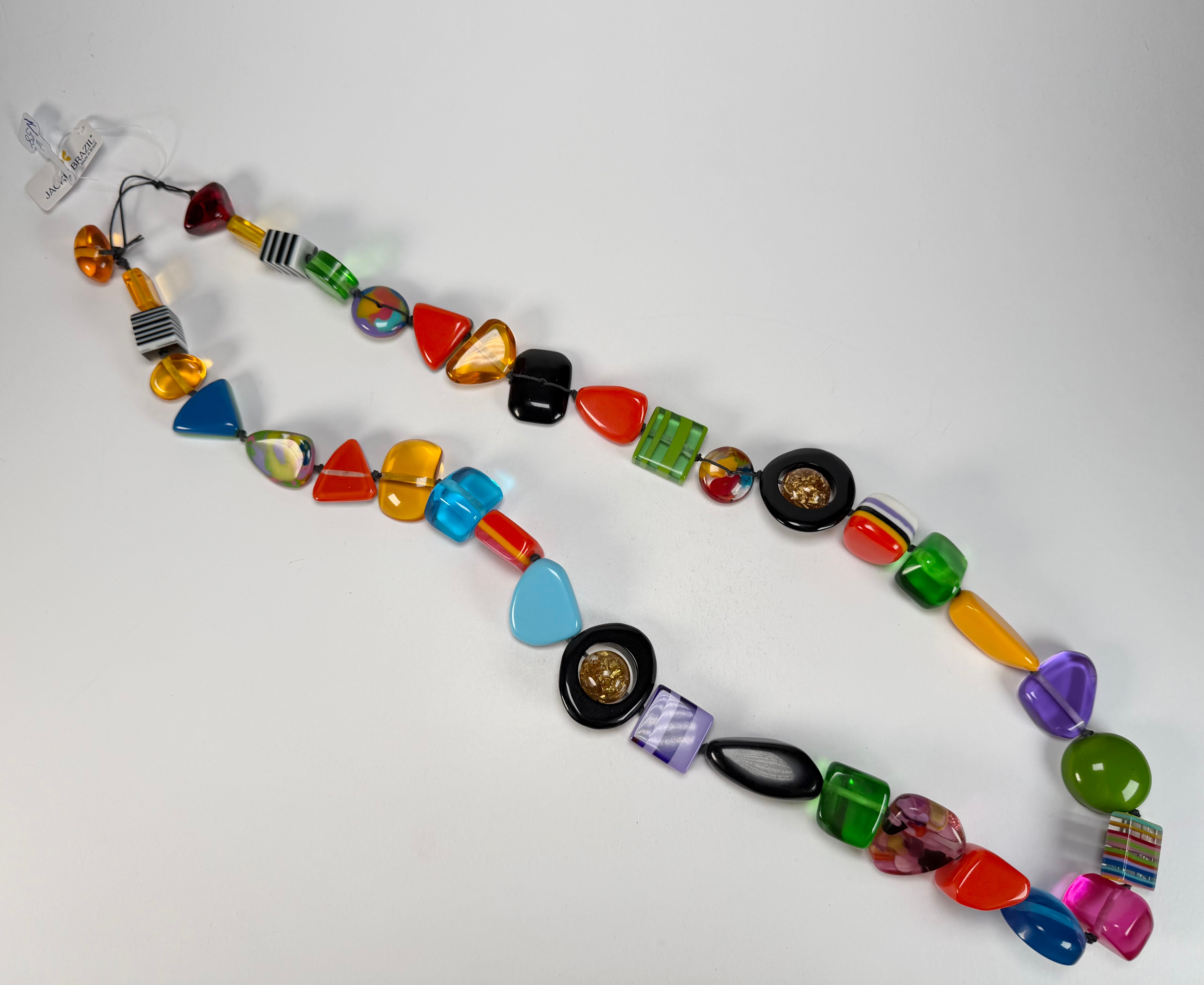 Jackie Brazil "Indiana" Mix Colours Multi-Bead Long Resin 110cm Necklace ( N0038 )