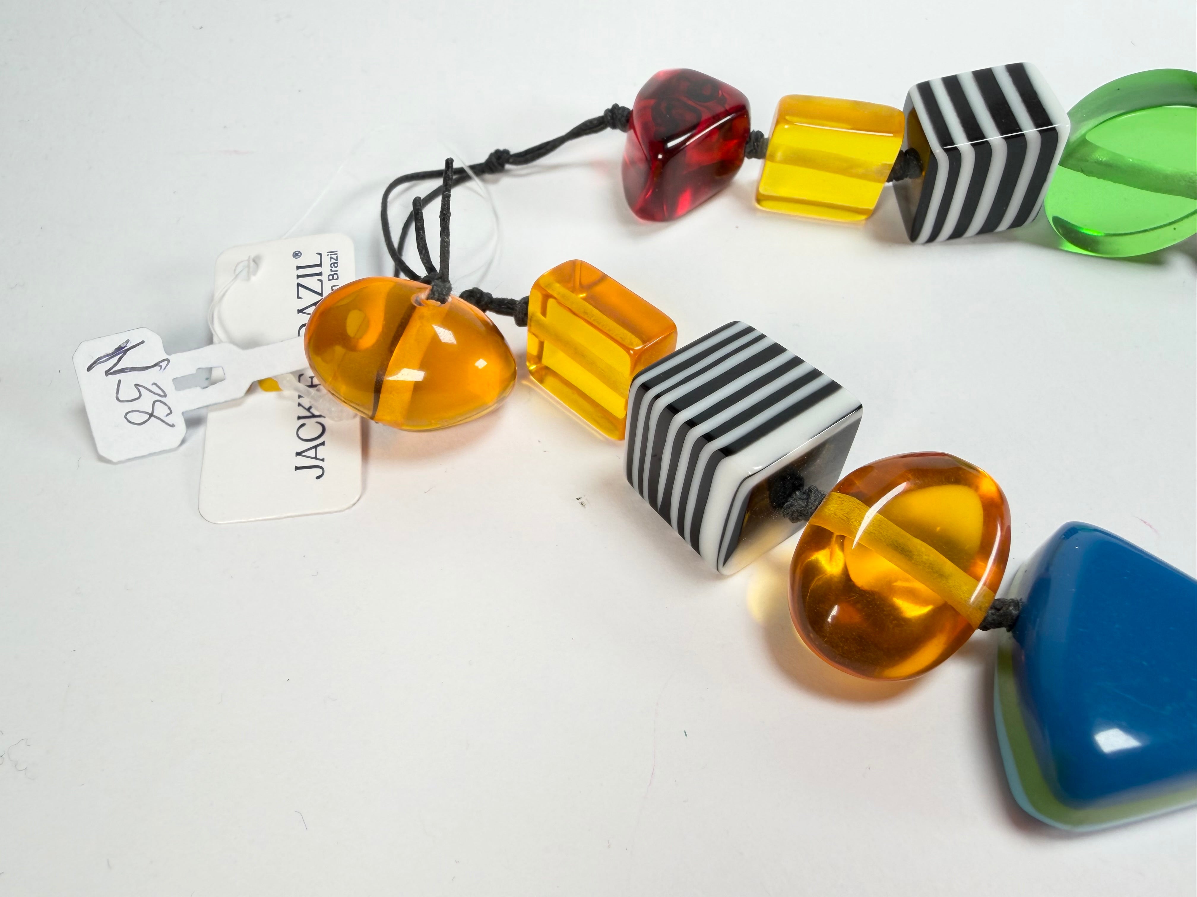 Jackie Brazil "Indiana" Mix Colours Multi-Bead Long Resin 110cm Necklace ( N0038 )