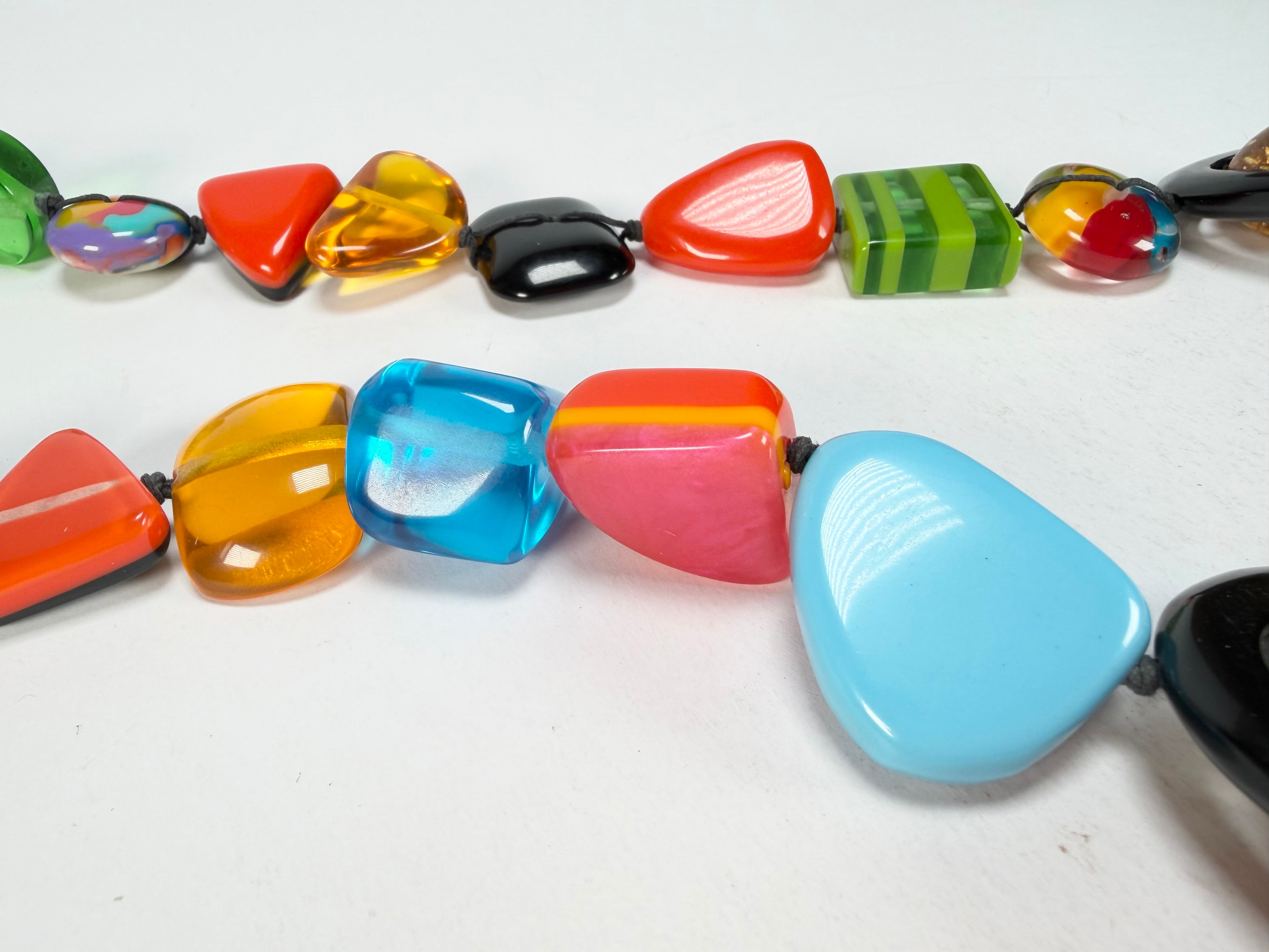 Jackie Brazil "Indiana" Mix Colours Multi-Bead Long Resin 110cm Necklace ( N0038 )