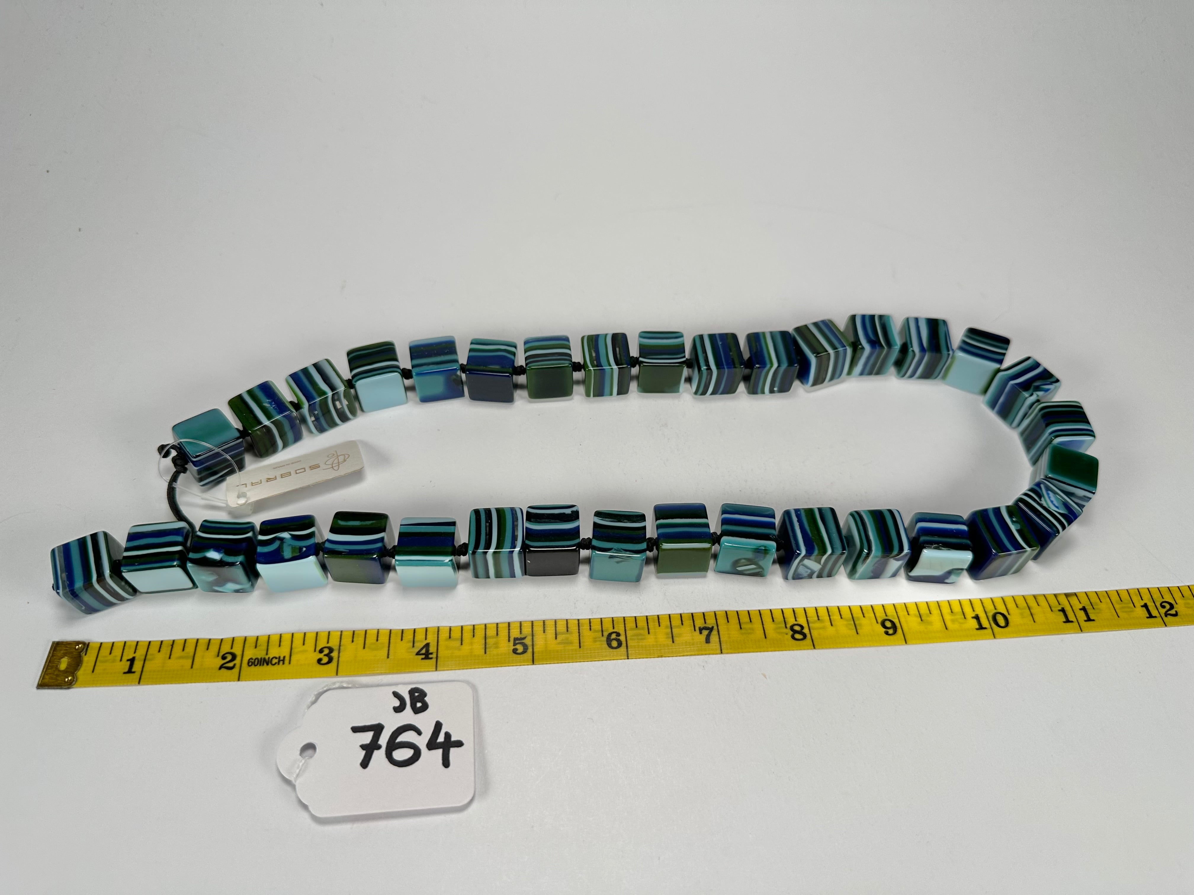 Jackie Brazil "POP" Liquorice Blue Mix Small Cubes 65cm Necklace ( N0046 )