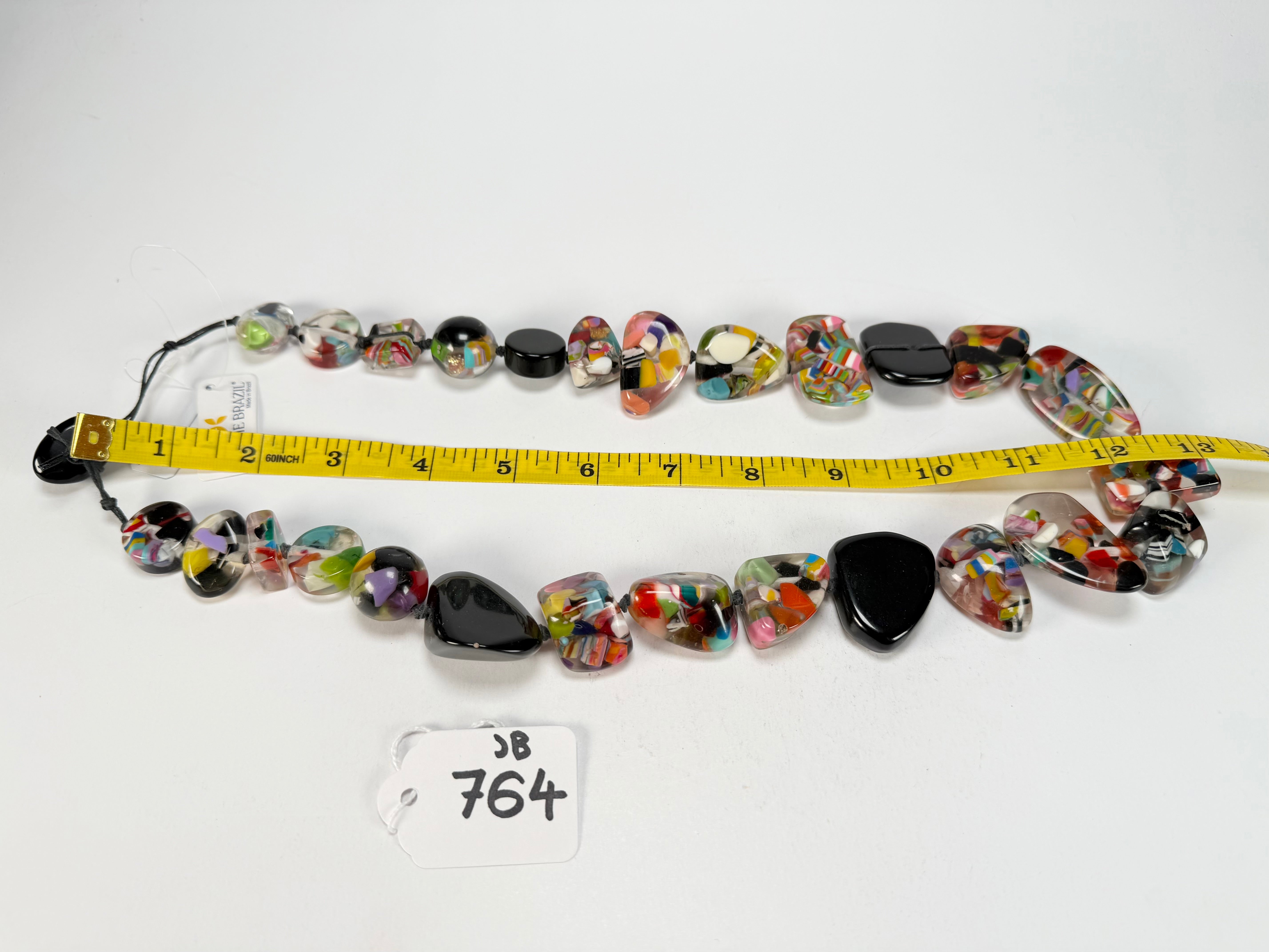 Jackie Brazil "Indiana" Black & Cascade Multi-Bead Medium Resin 70cm Necklace ( N0033 )