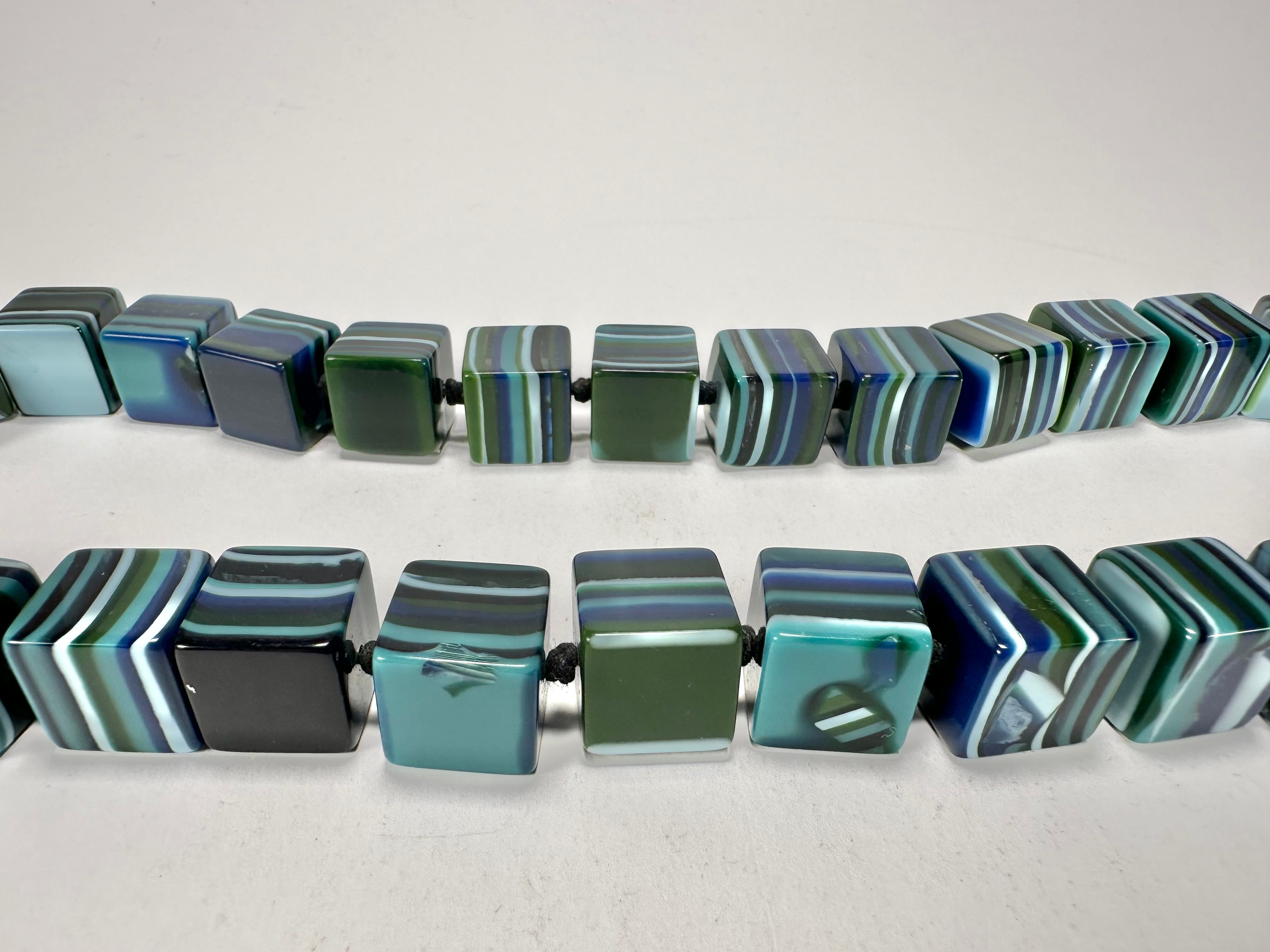 Jackie Brazil "POP" Liquorice Blue Mix Small Cubes 65cm Necklace ( N0046 )