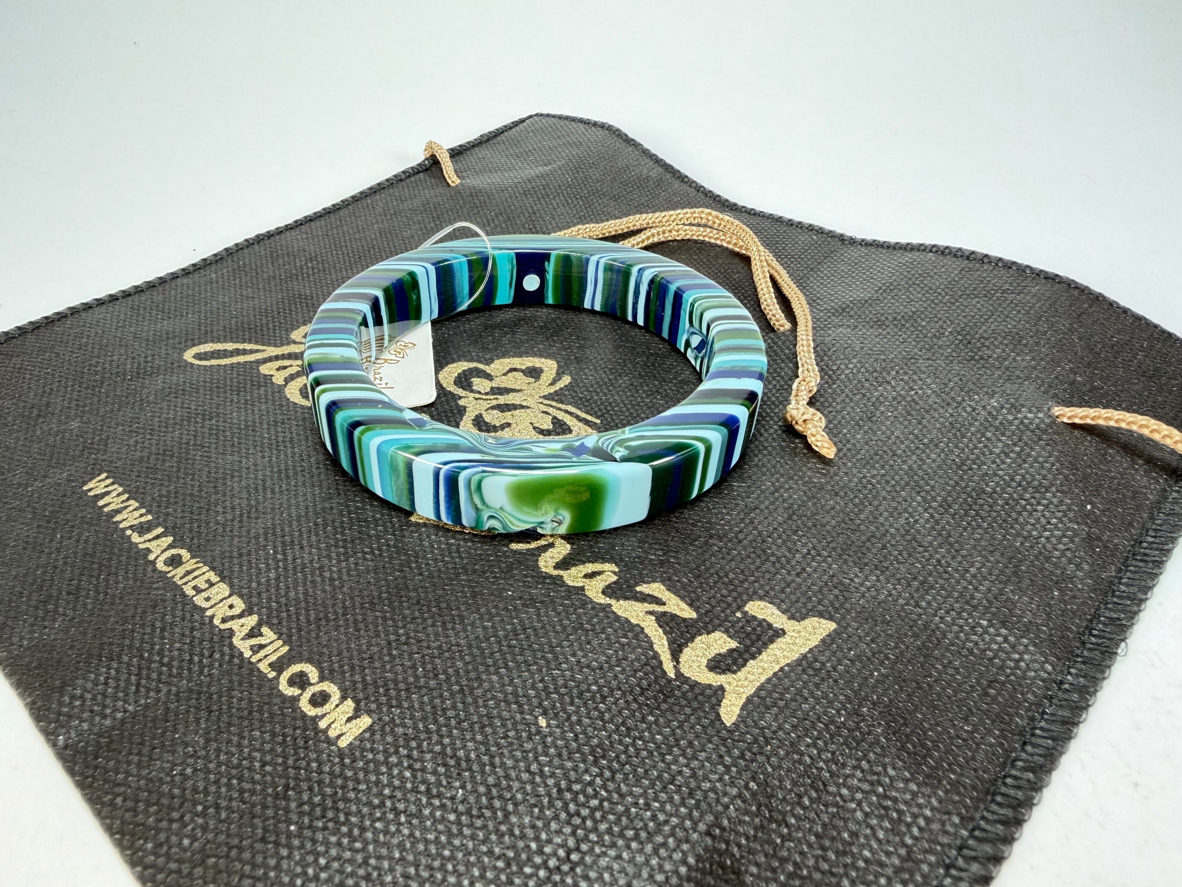 Jackie Brazil "Cat Eye" Liquorice Allsorts with Cat Eye Blue Mix 1.3cm Resin Bangle ( B1034 )