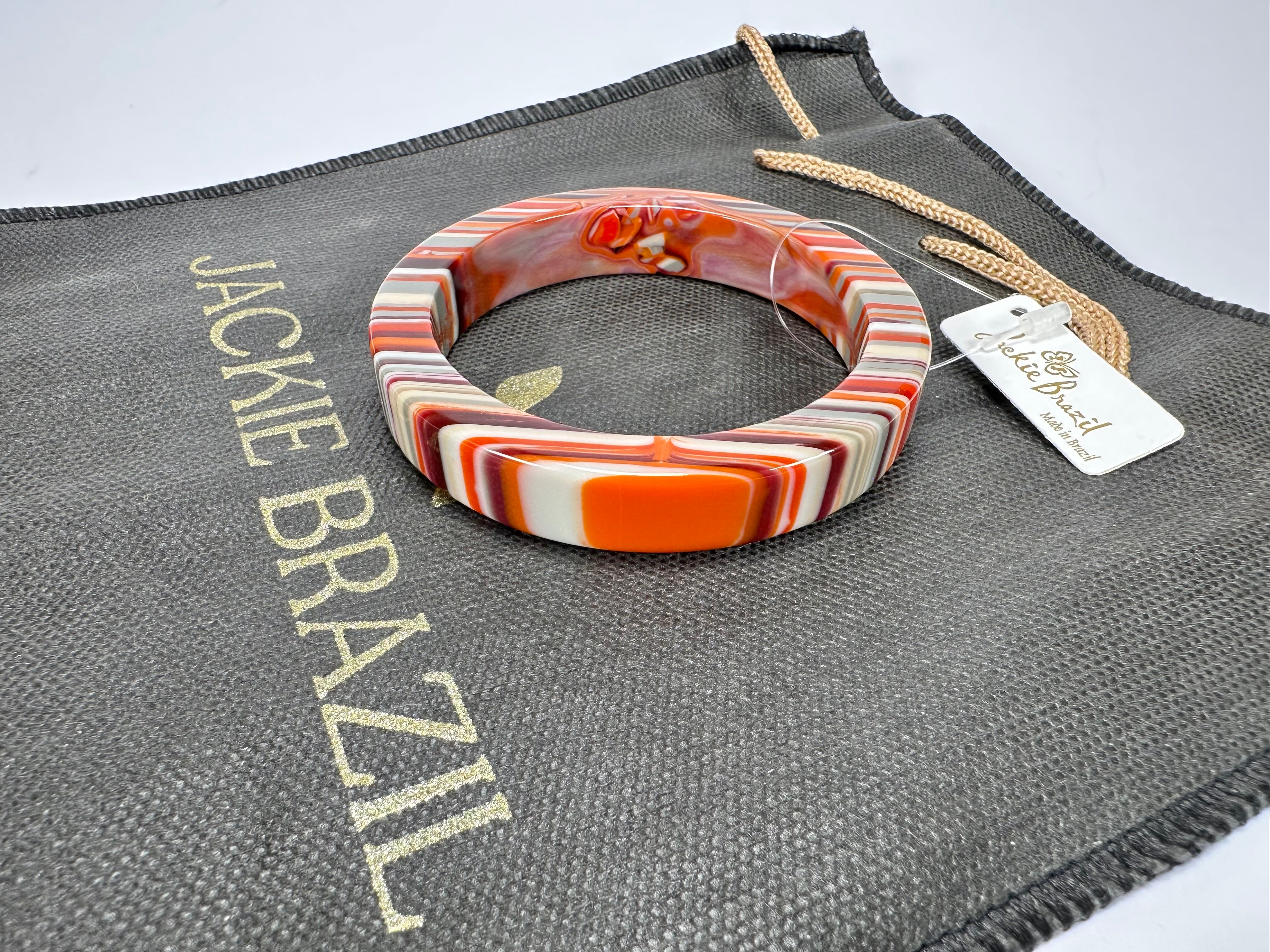 Jackie Brazil "Cat Eye" Liquorice Allsorts with Cat Eye Orange Mix 1.3cm Resin Bangle ( B1034 )