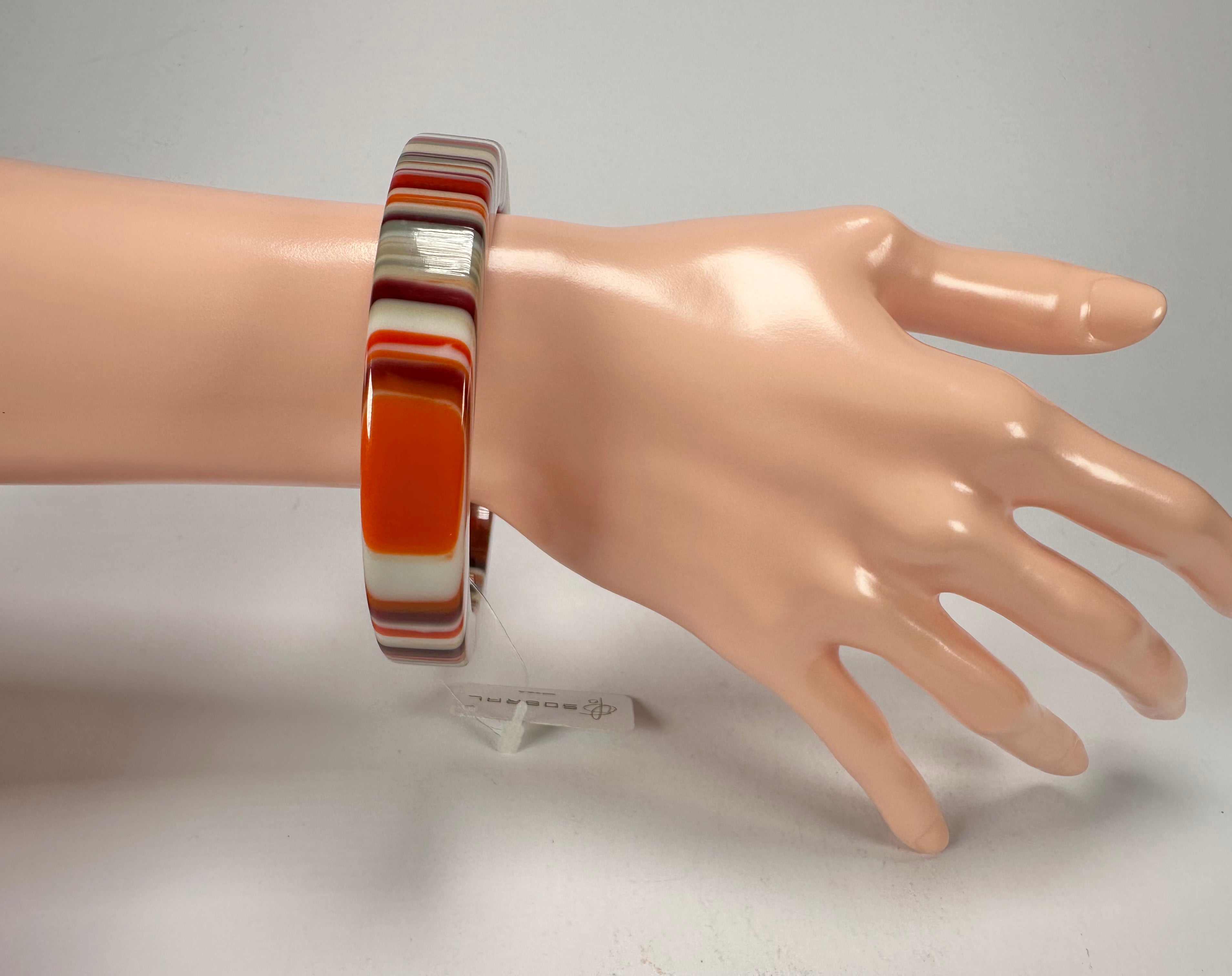 Jackie Brazil "Cat Eye" Liquorice Allsorts with Cat Eye Orange Mix 1.3cm Resin Bangle ( B1034 )