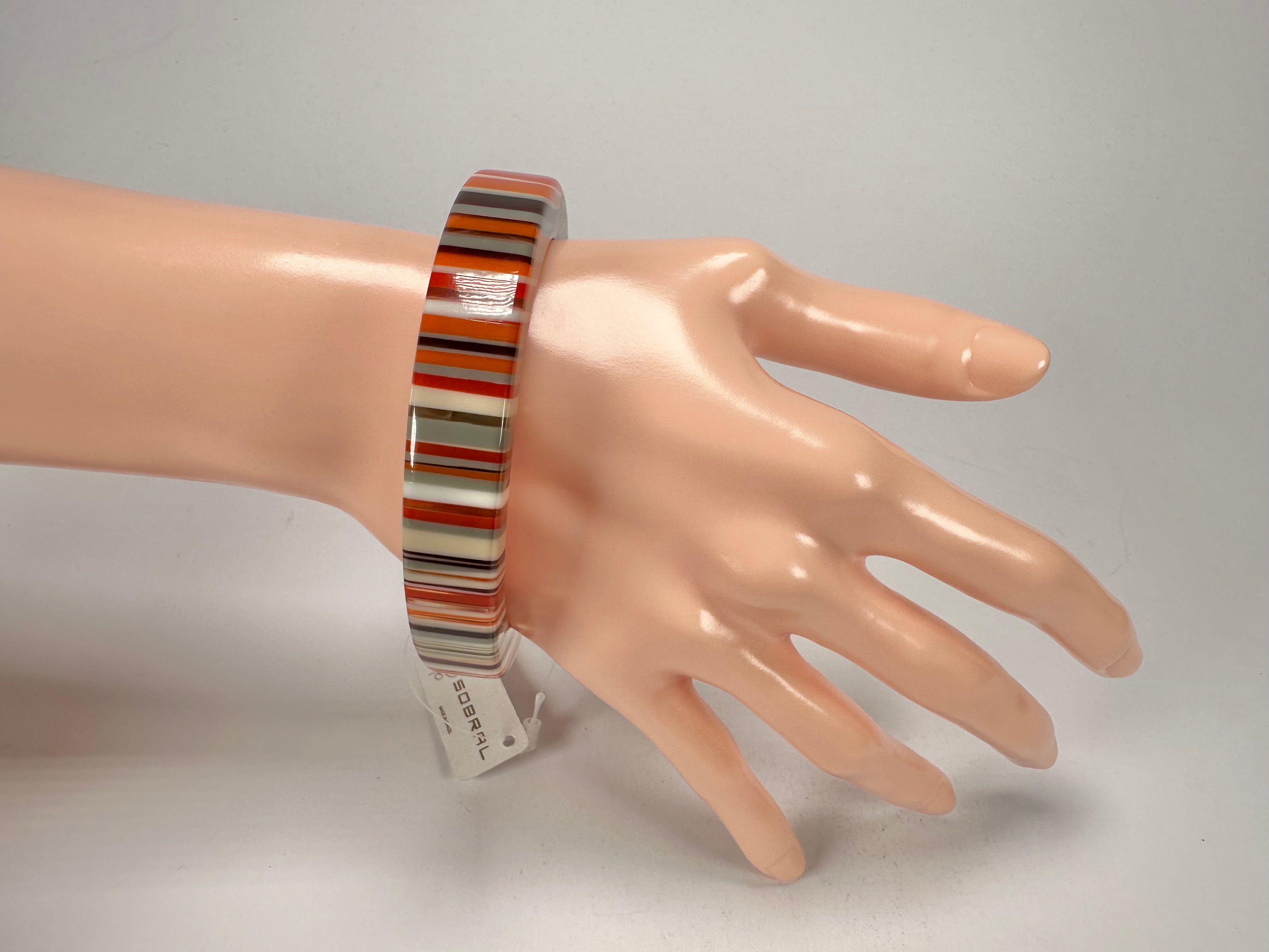 Jackie Brazil "Cat Eye" Liquorice Allsorts with Cat Eye Orange Mix 1.3cm Resin Bangle ( B1034 )