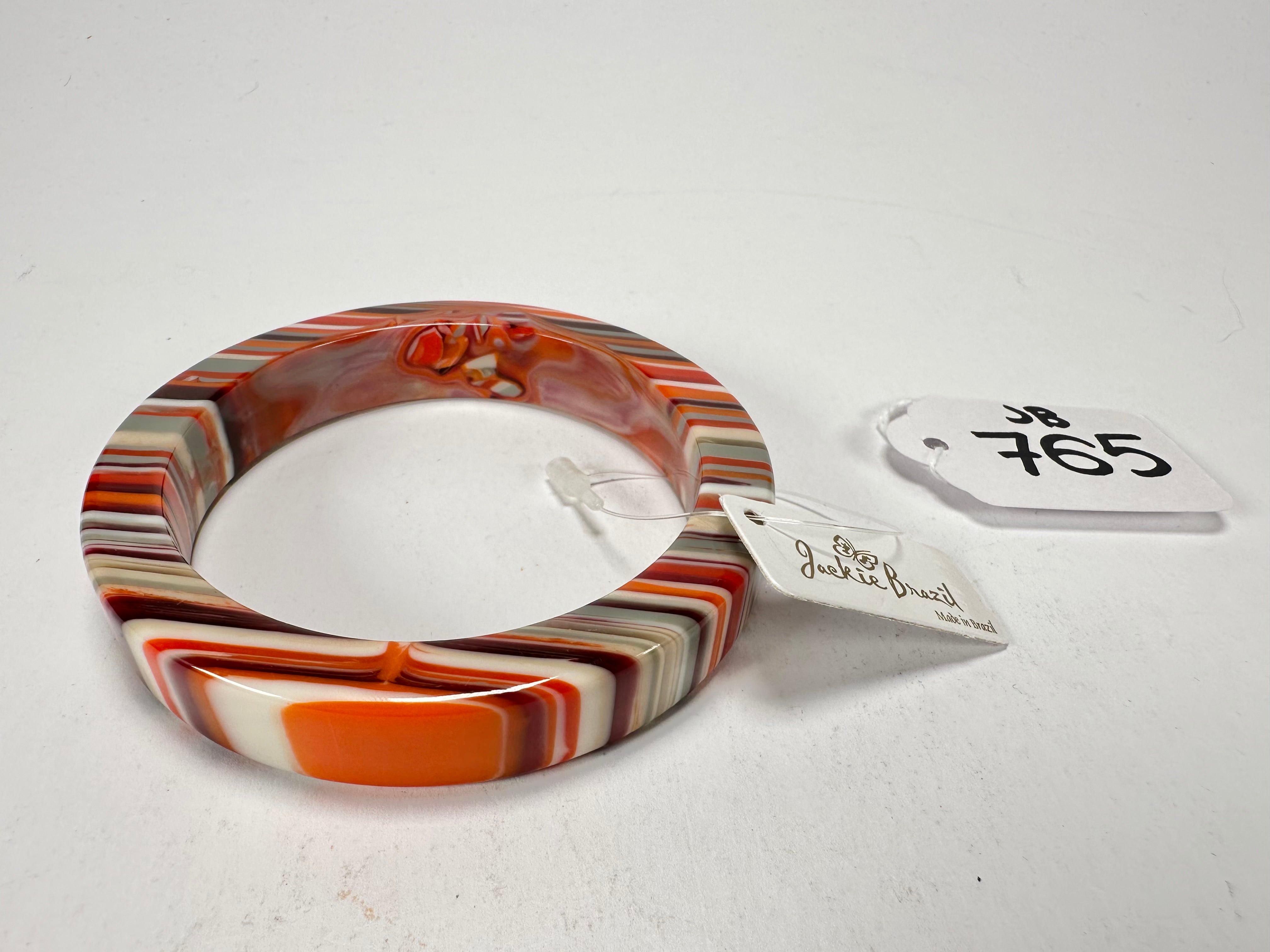 Jackie Brazil "Cat Eye" Liquorice Allsorts with Cat Eye Orange Mix 1.3cm Resin Bangle ( B1034 )