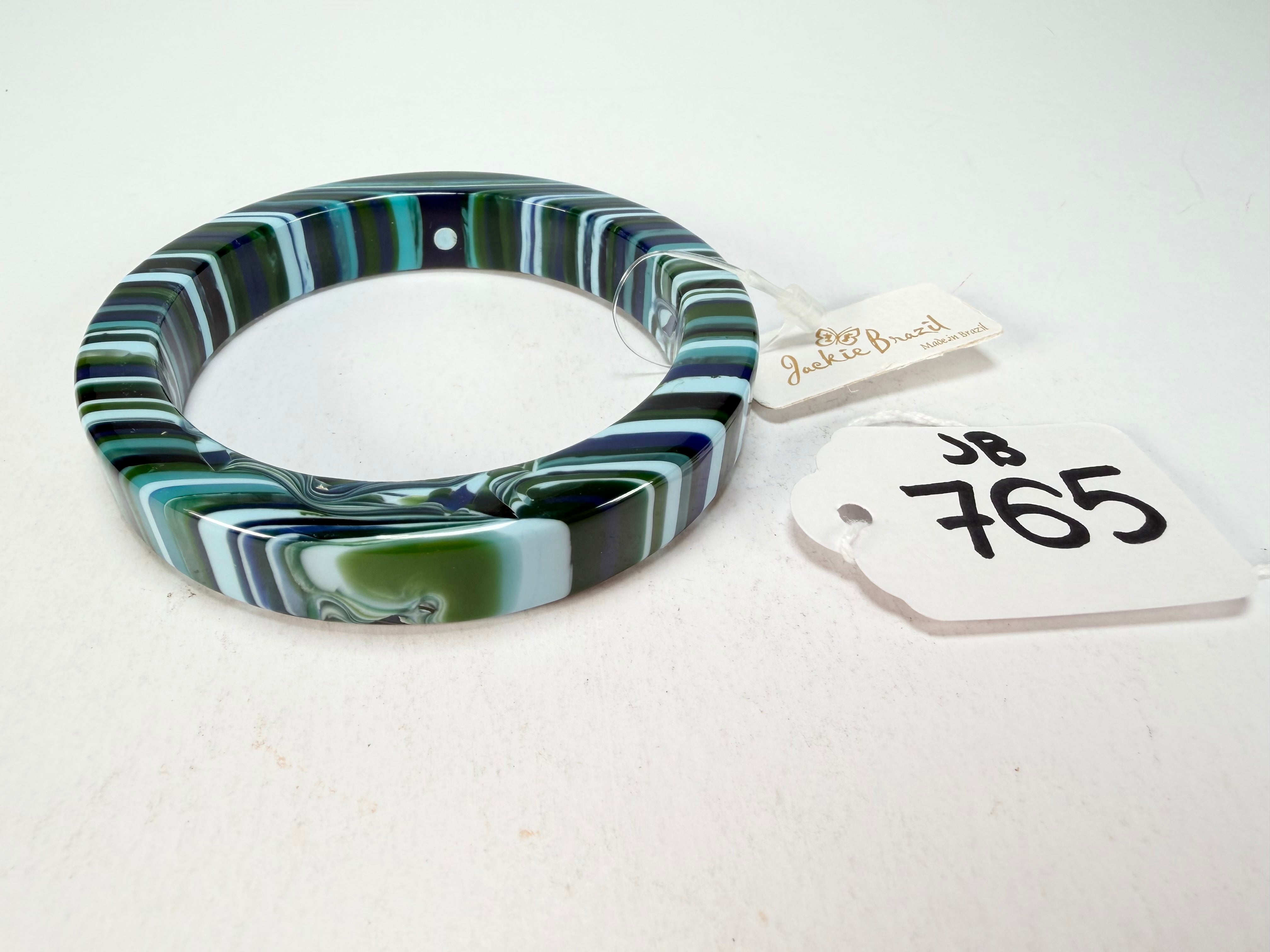 Jackie Brazil "Cat Eye" Liquorice Allsorts with Cat Eye Blue Mix 1.3cm Resin Bangle ( B1034 )