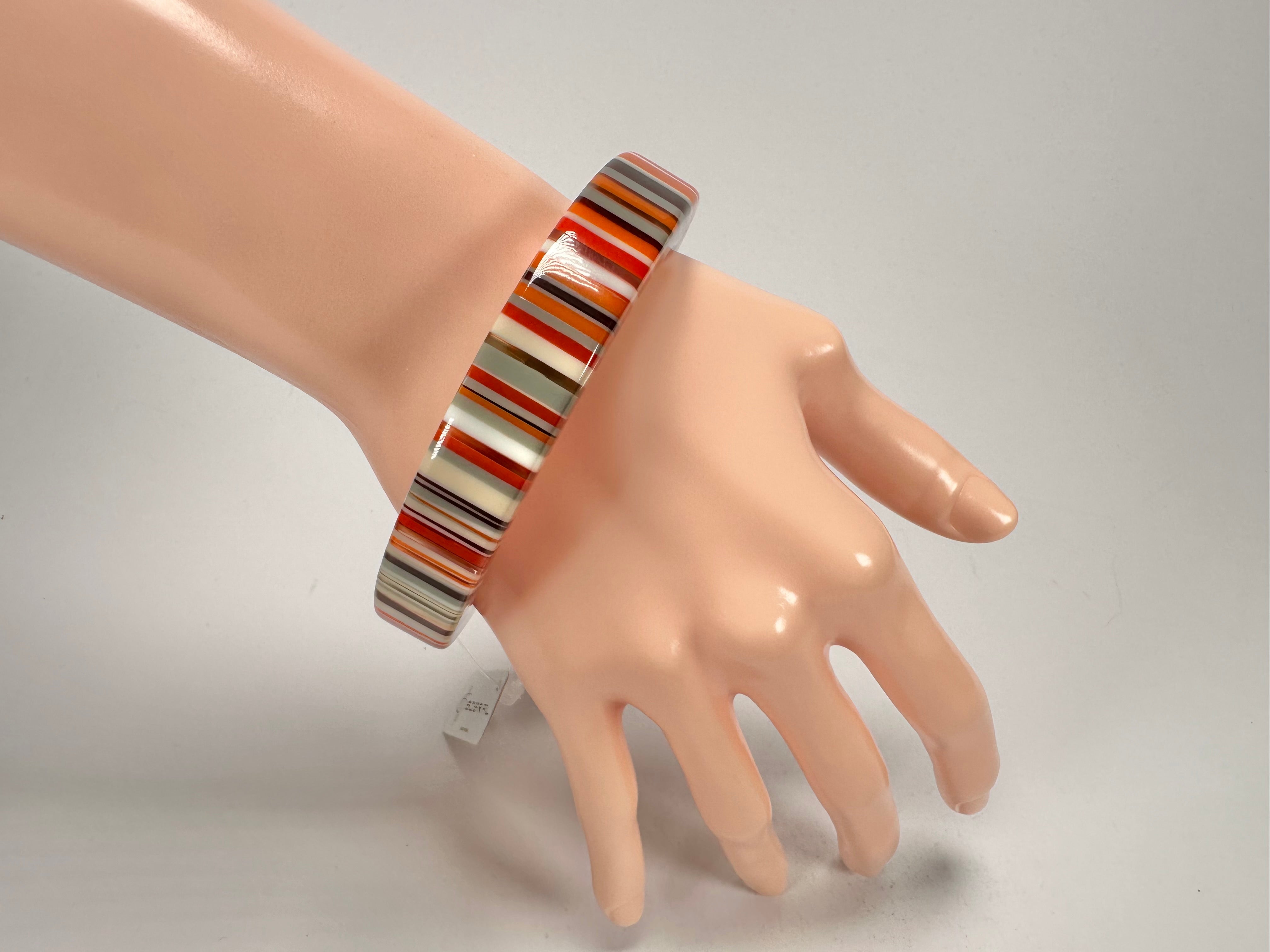 Jackie Brazil "Cat Eye" Liquorice Allsorts with Cat Eye Orange Mix 1.3cm Resin Bangle ( B1034 )