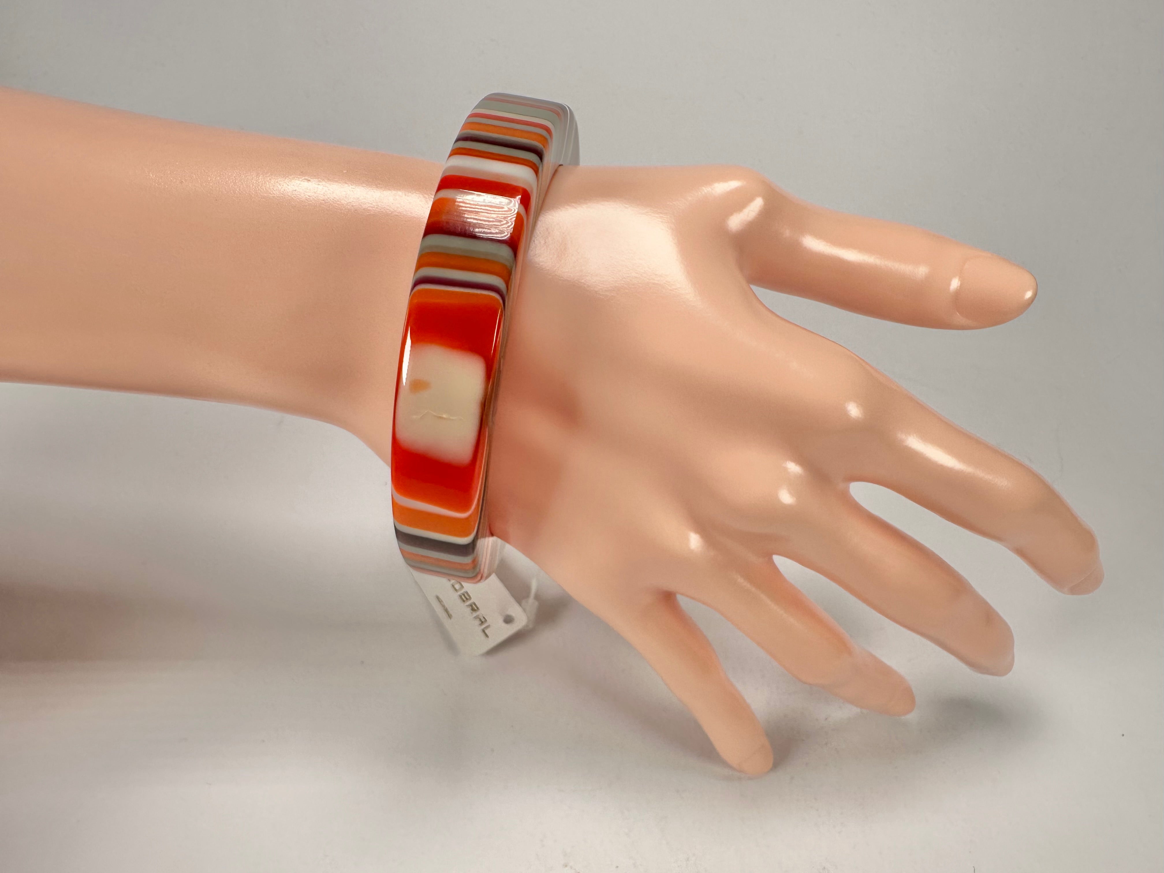 Jackie Brazil "Cat Eye" Liquorice Allsorts with Cat Eye Orange Mix 1.3cm Resin Bangle ( B1034 )