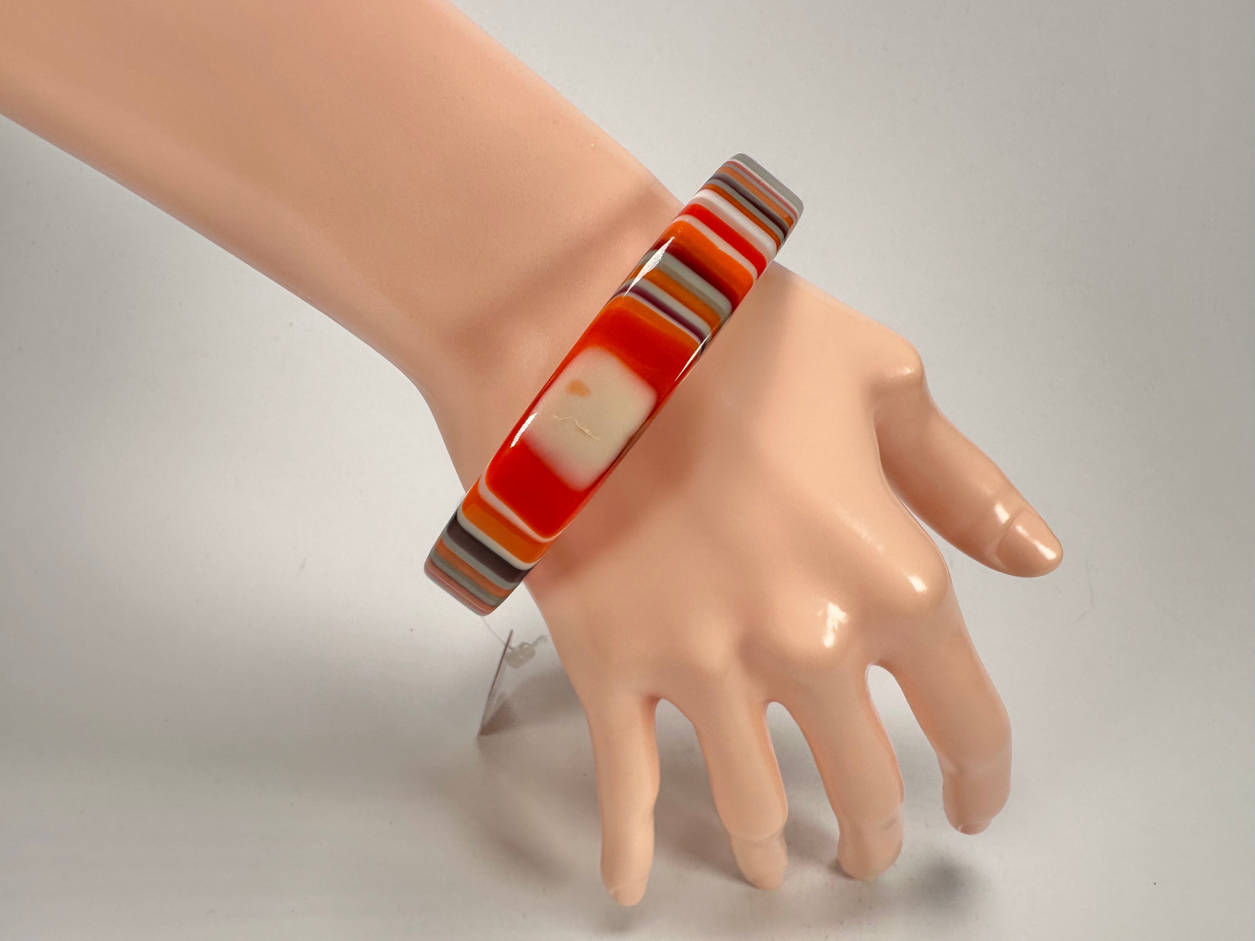 Jackie Brazil "Cat Eye" Liquorice Allsorts with Cat Eye Orange Mix 1.3cm Resin Bangle ( B1034 )