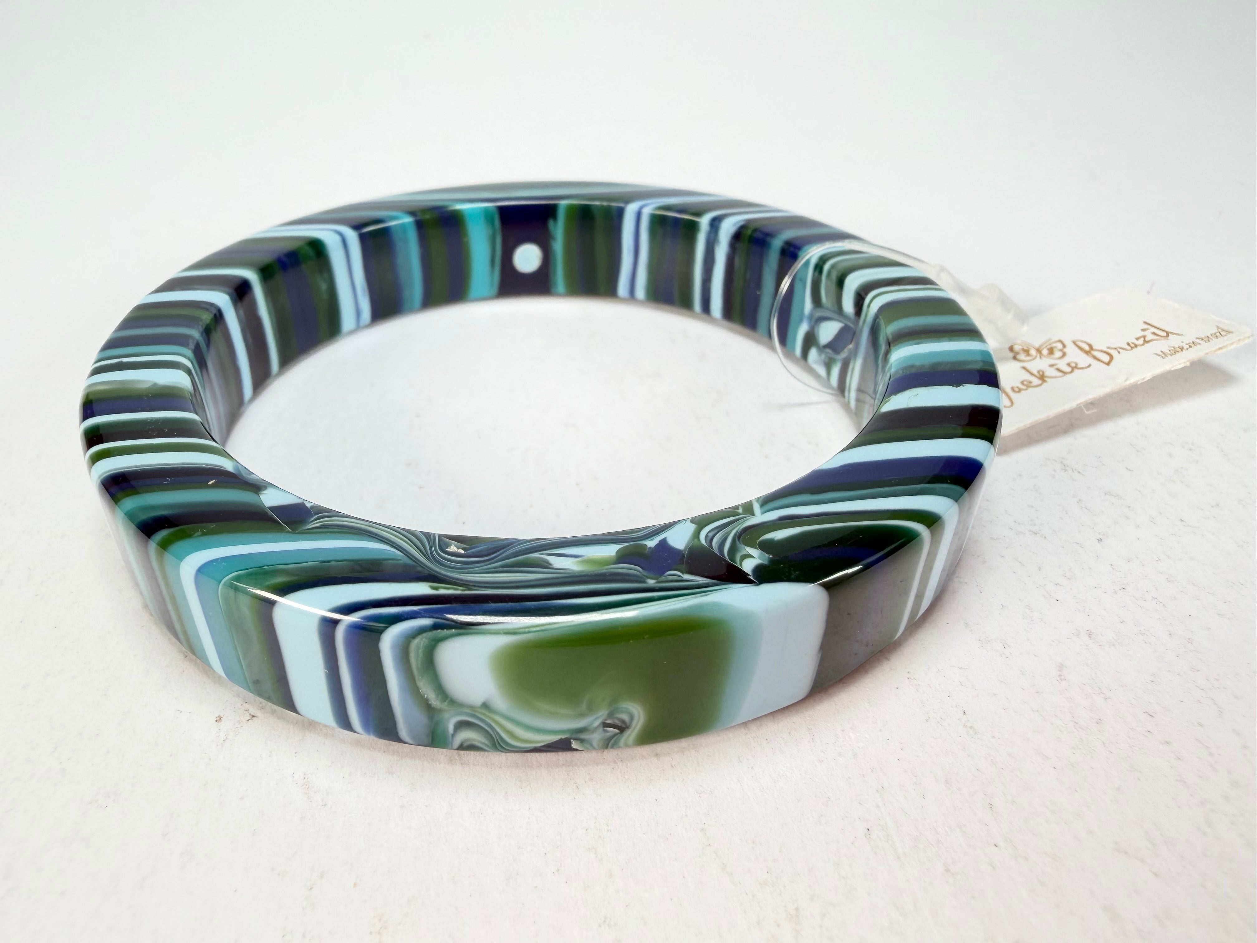 Jackie Brazil "Cat Eye" Liquorice Allsorts with Cat Eye Blue Mix 1.3cm Resin Bangle ( B1034 )