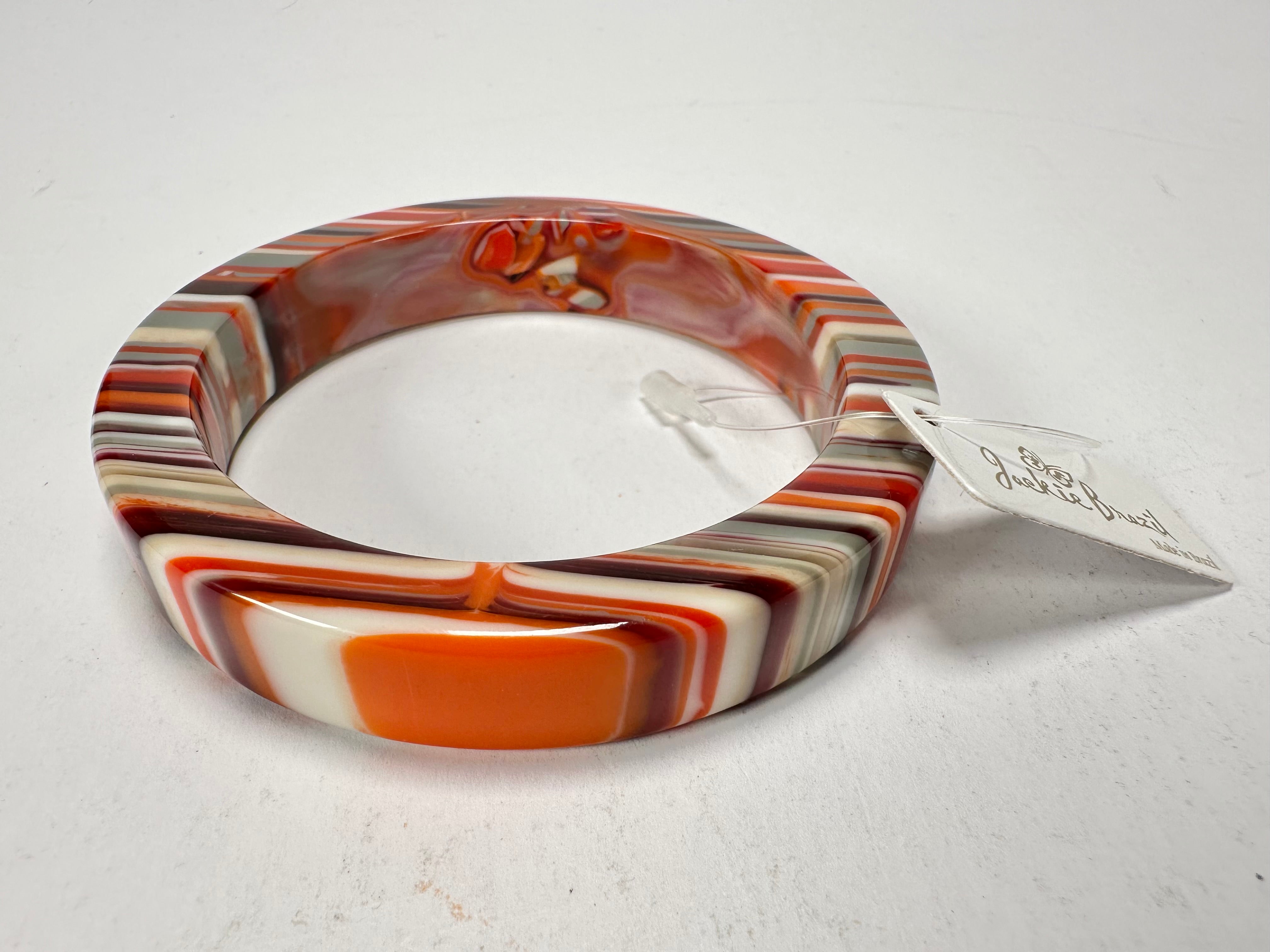 Jackie Brazil "Cat Eye" Liquorice Allsorts with Cat Eye Orange Mix 1.3cm Resin Bangle ( B1034 )