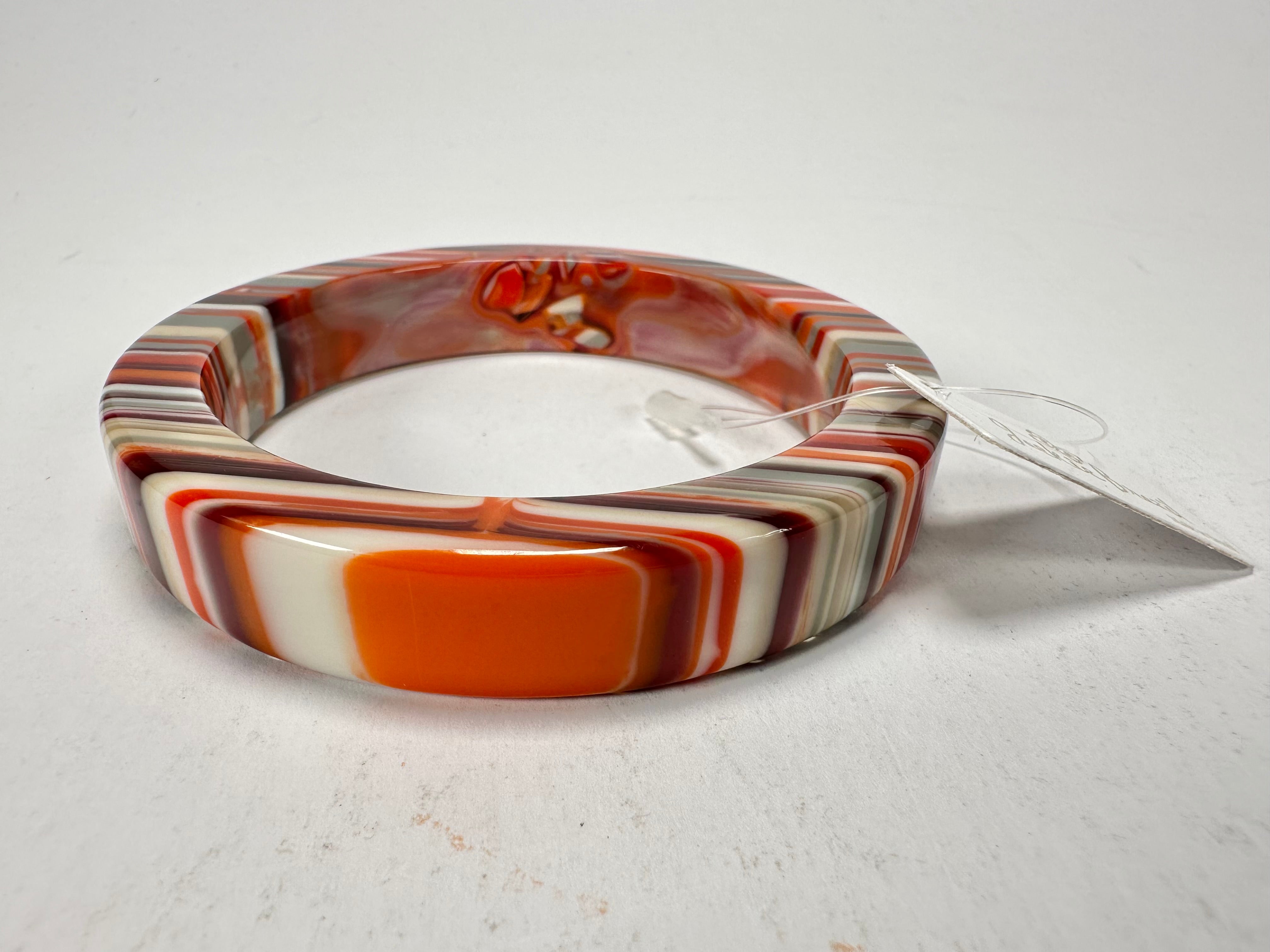 Jackie Brazil "Cat Eye" Liquorice Allsorts with Cat Eye Orange Mix 1.3cm Resin Bangle ( B1034 )