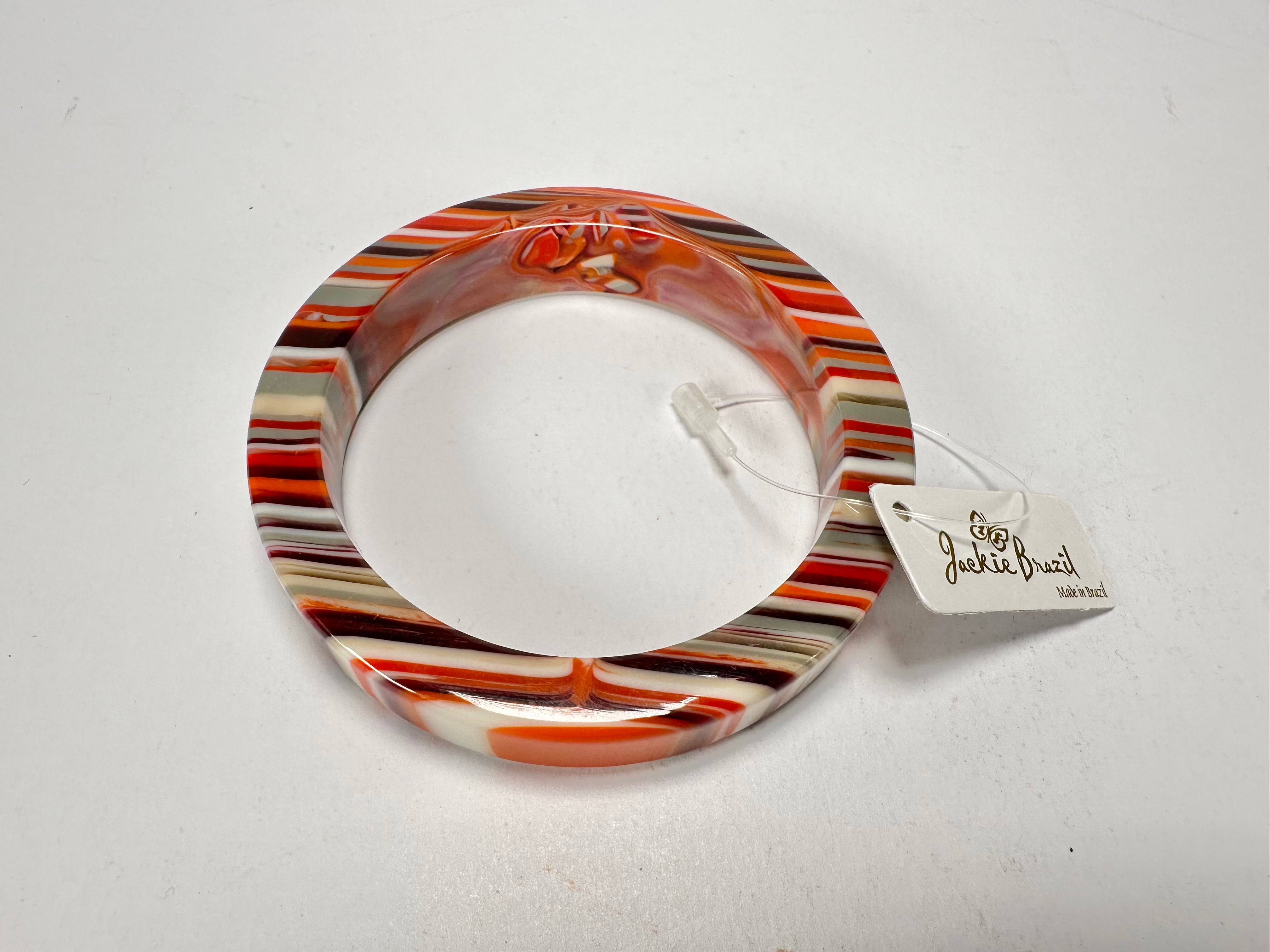 Jackie Brazil "Cat Eye" Liquorice Allsorts with Cat Eye Orange Mix 1.3cm Resin Bangle ( B1034 )