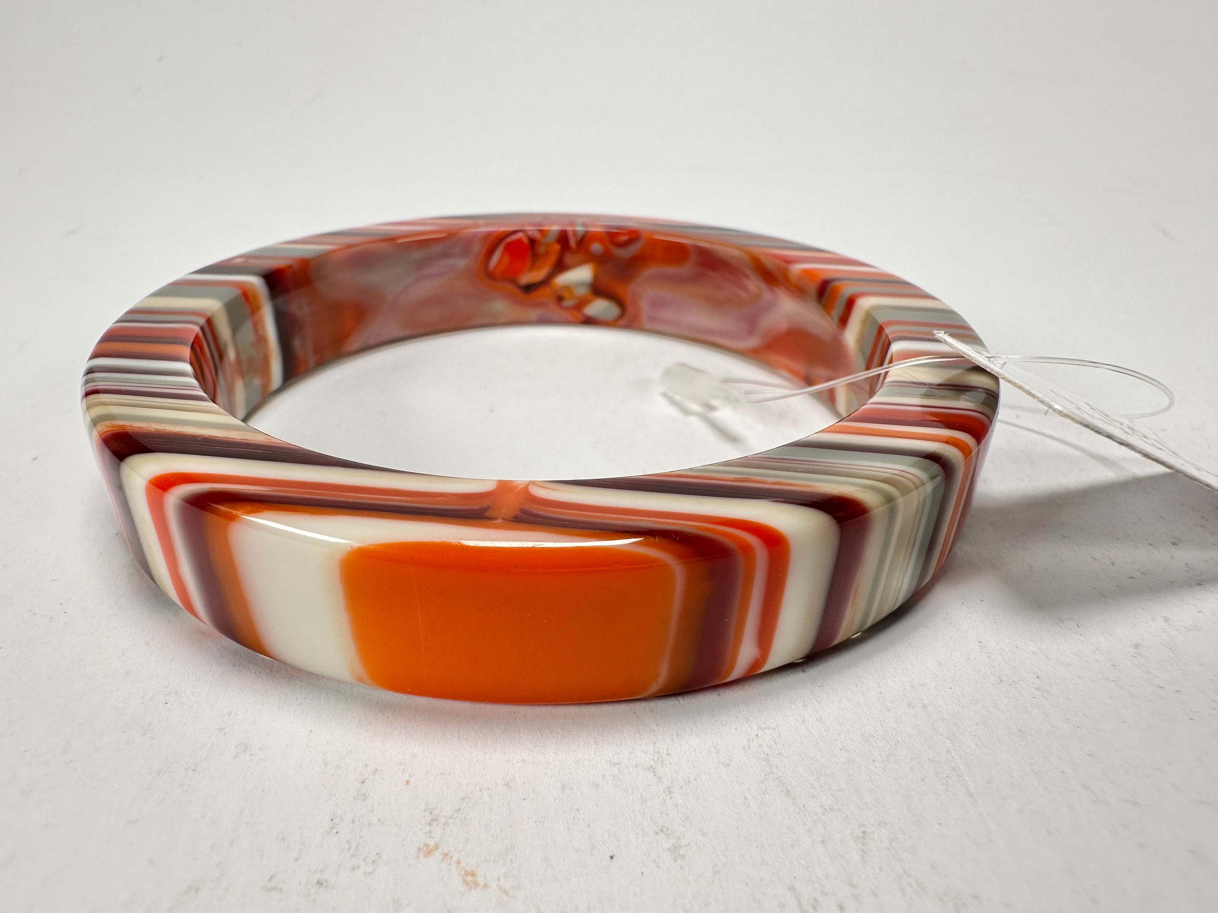 Jackie Brazil "Cat Eye" Liquorice Allsorts with Cat Eye Orange Mix 1.3cm Resin Bangle ( B1034 )