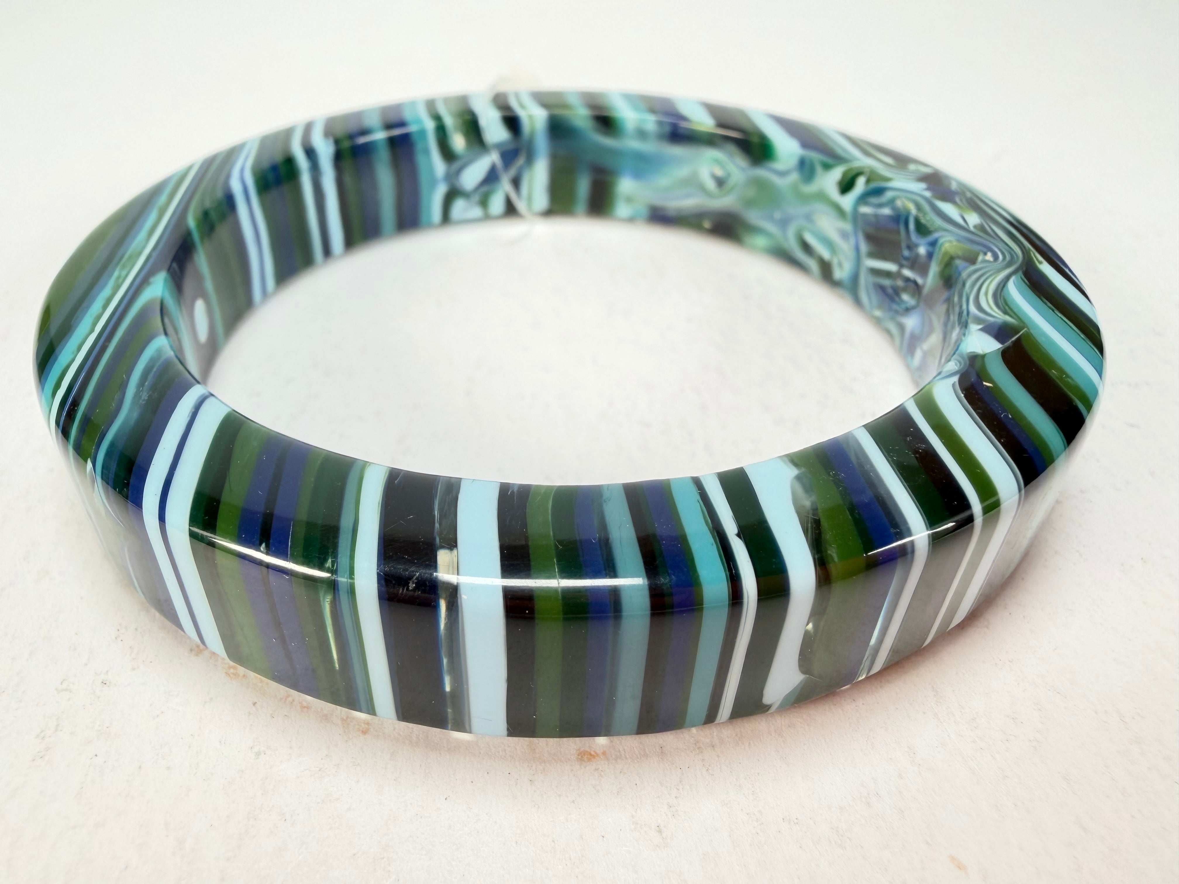 Jackie Brazil "Cat Eye" Liquorice Allsorts with Cat Eye Blue Mix 1.3cm Resin Bangle ( B1034 )