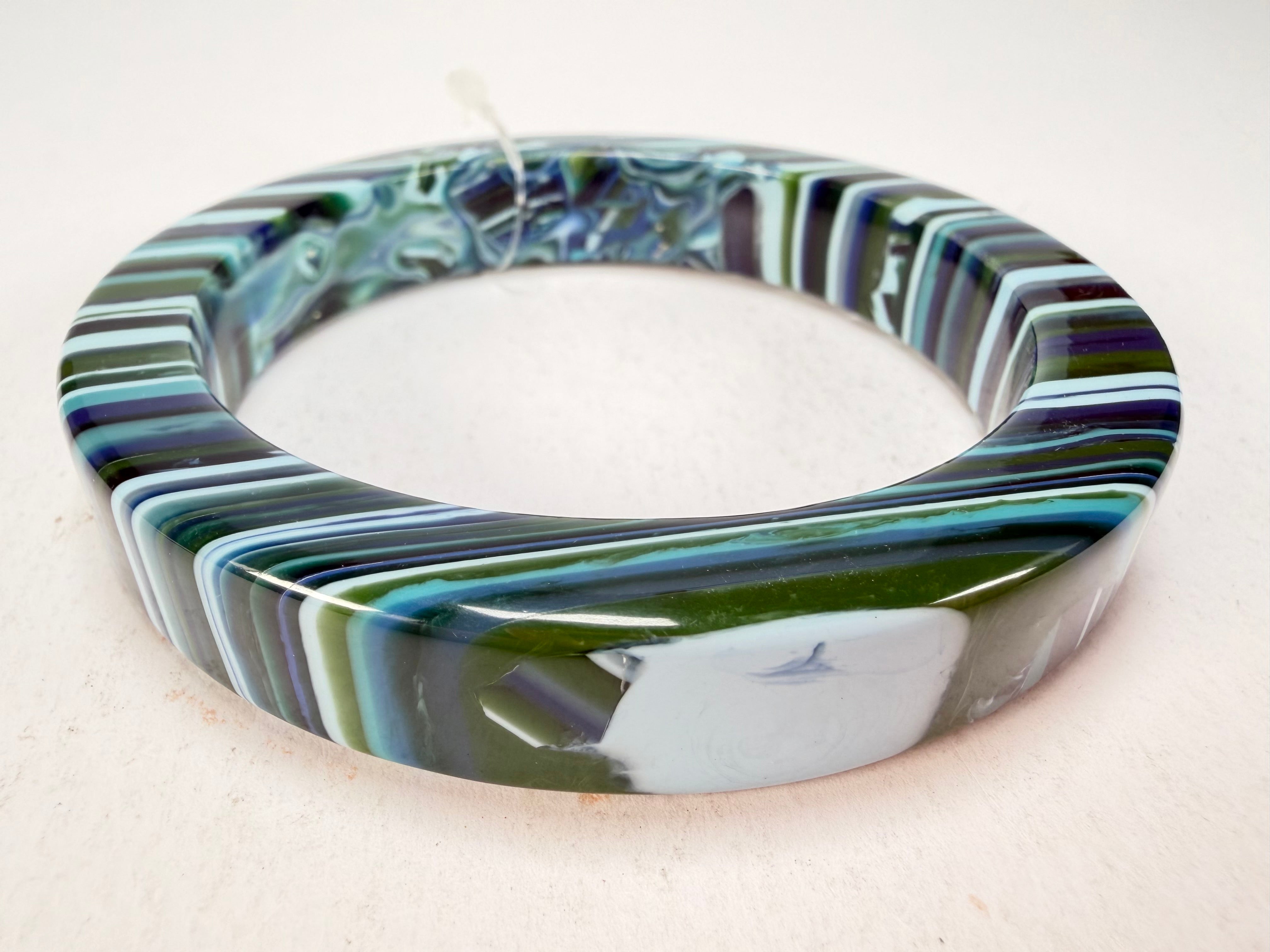 Jackie Brazil "Cat Eye" Liquorice Allsorts with Cat Eye Blue Mix 1.3cm Resin Bangle ( B1034 )