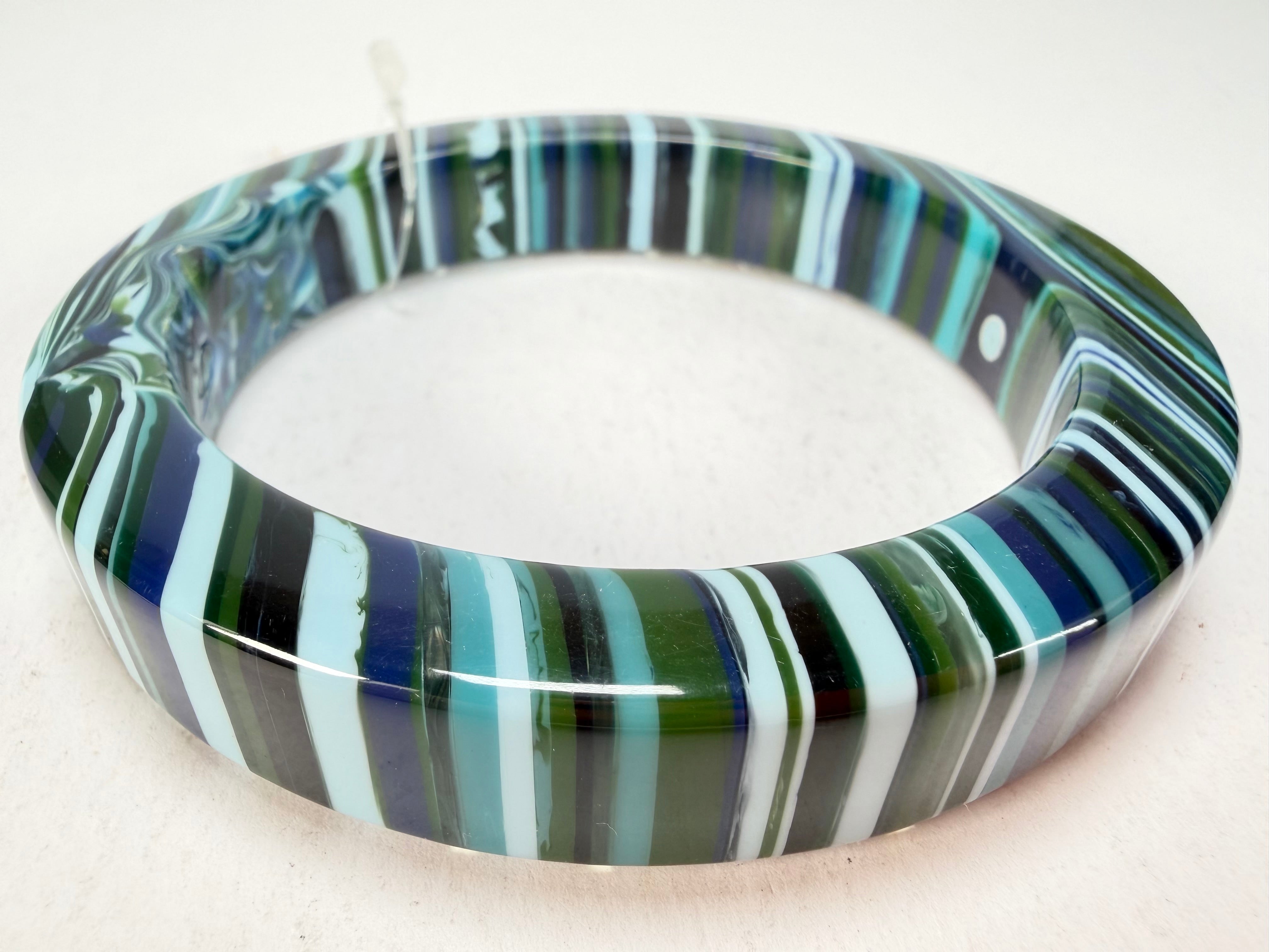 Jackie Brazil "Cat Eye" Liquorice Allsorts with Cat Eye Blue Mix 1.3cm Resin Bangle ( B1034 )