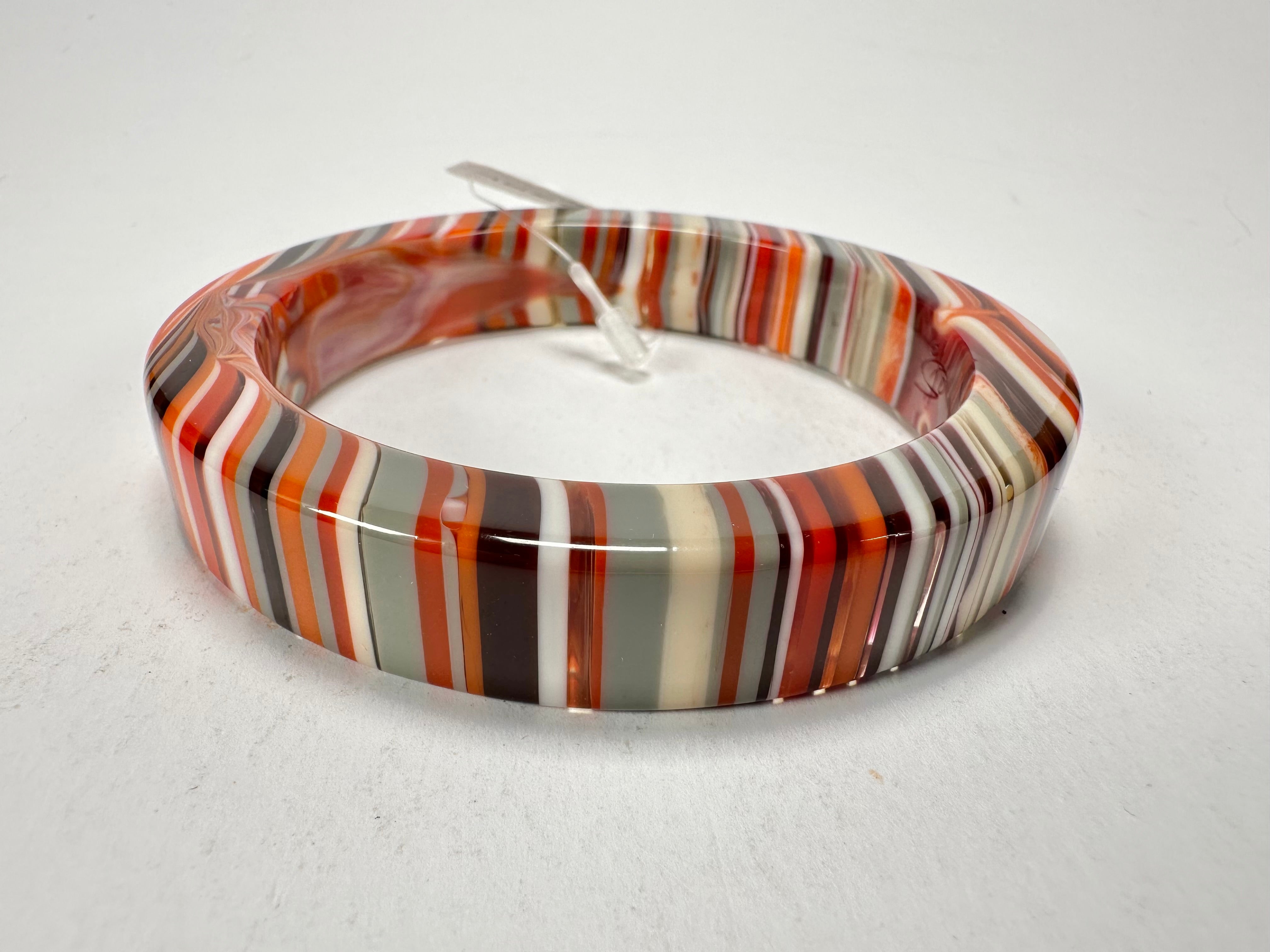 Jackie Brazil "Cat Eye" Liquorice Allsorts with Cat Eye Orange Mix 1.3cm Resin Bangle ( B1034 )