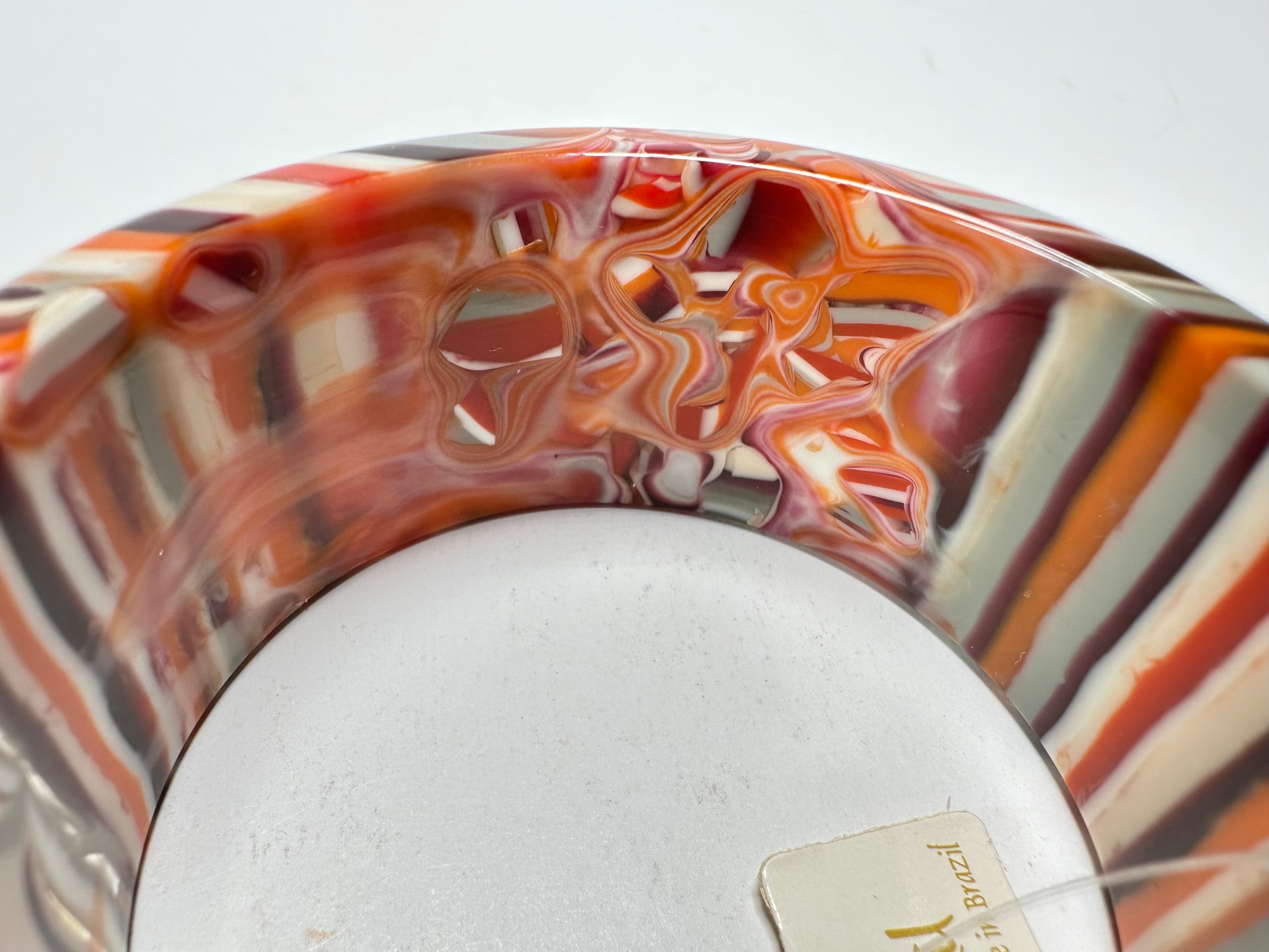 Jackie Brazil "All Sorts "Liquorice w/Cat Eye Orange Mix 3.4cm Bangle ( B2444 )