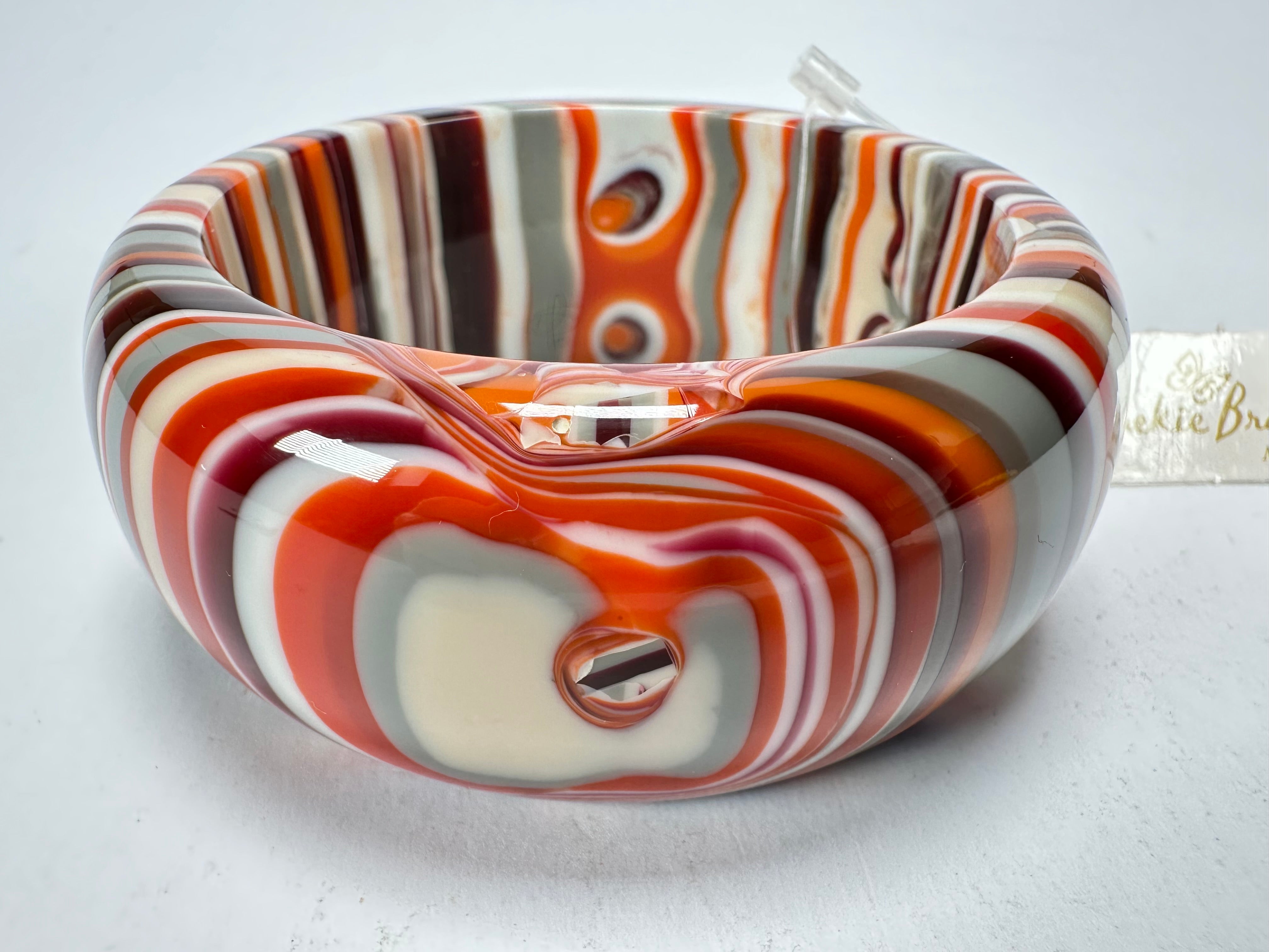 Jackie Brazil "All Sorts "Liquorice w/Cat Eye Orange Mix 3.4cm Bangle ( B2444 )
