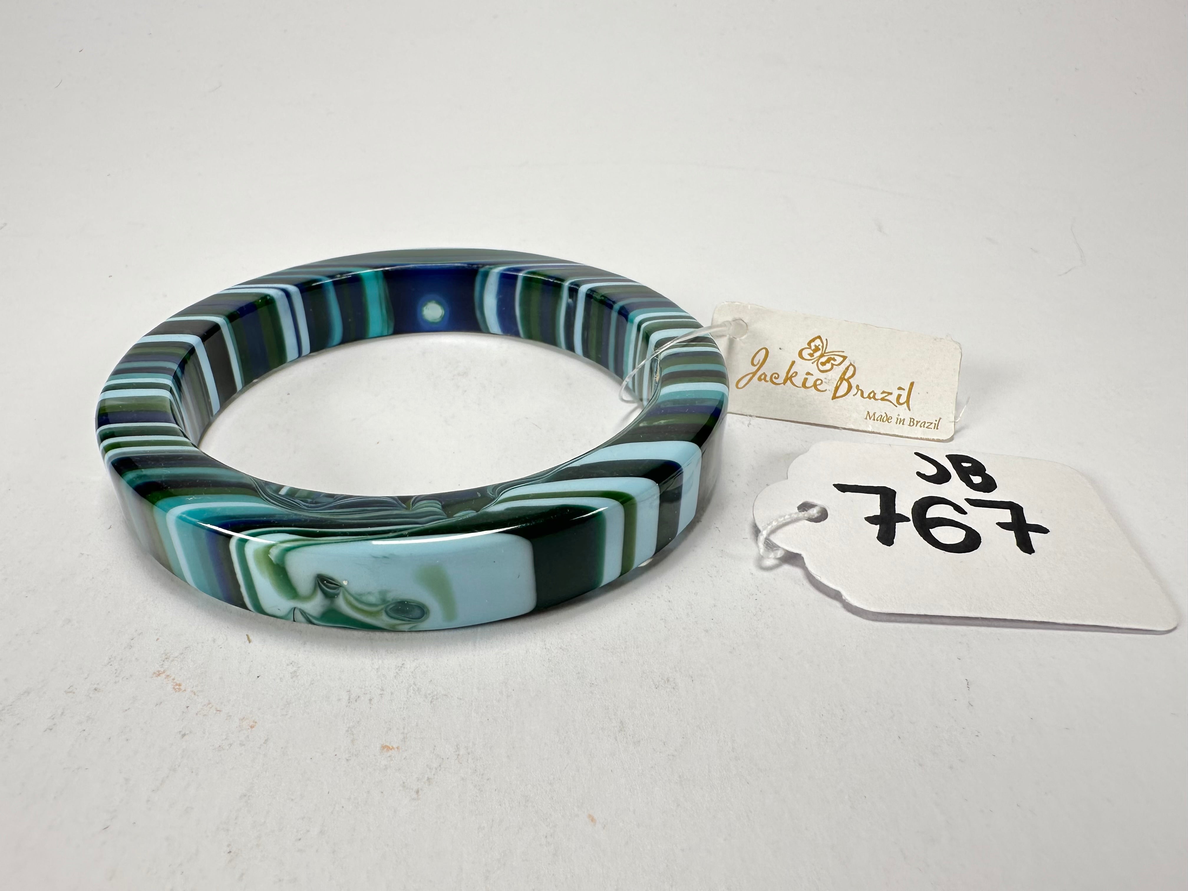 Jackie Brazil "Cat Eye" Liquorice Allsorts with Cat Eye Blue Mix 1.3cm Resin Bangle ( B1034 )