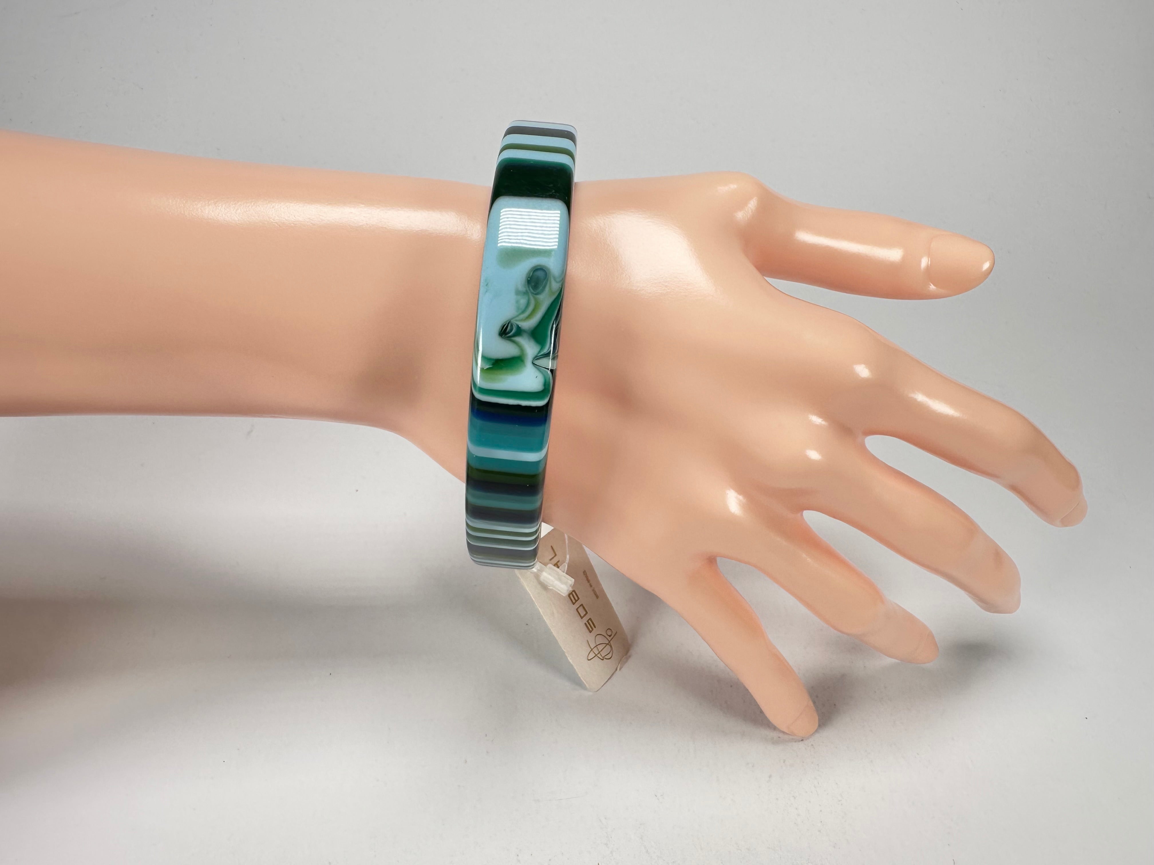 Jackie Brazil "Cat Eye" Liquorice Allsorts with Cat Eye Blue Mix 1.3cm Resin Bangle ( B1034 )