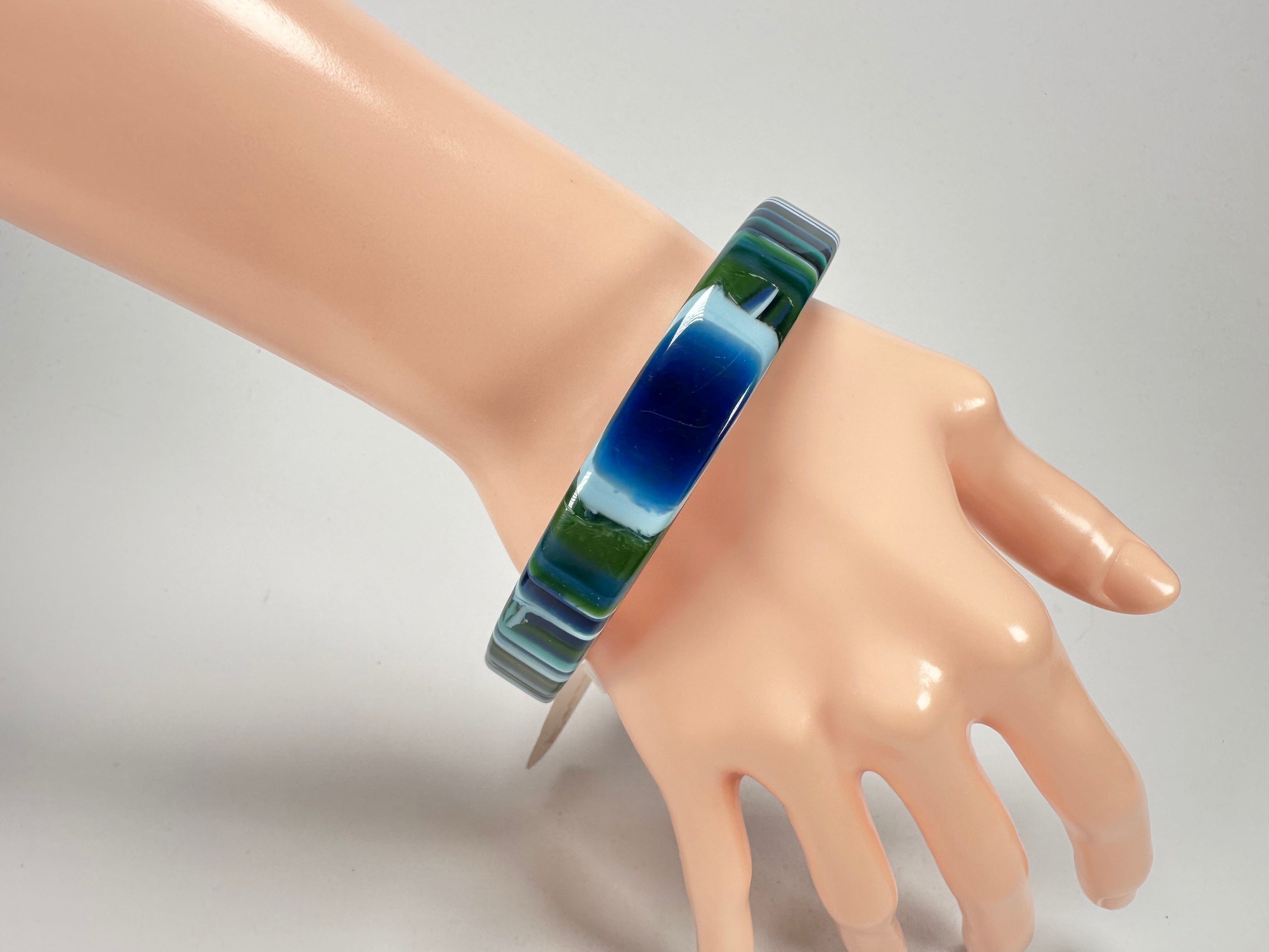 Jackie Brazil "Cat Eye" Liquorice Allsorts with Cat Eye Blue Mix 1.3cm Resin Bangle ( B1034 )