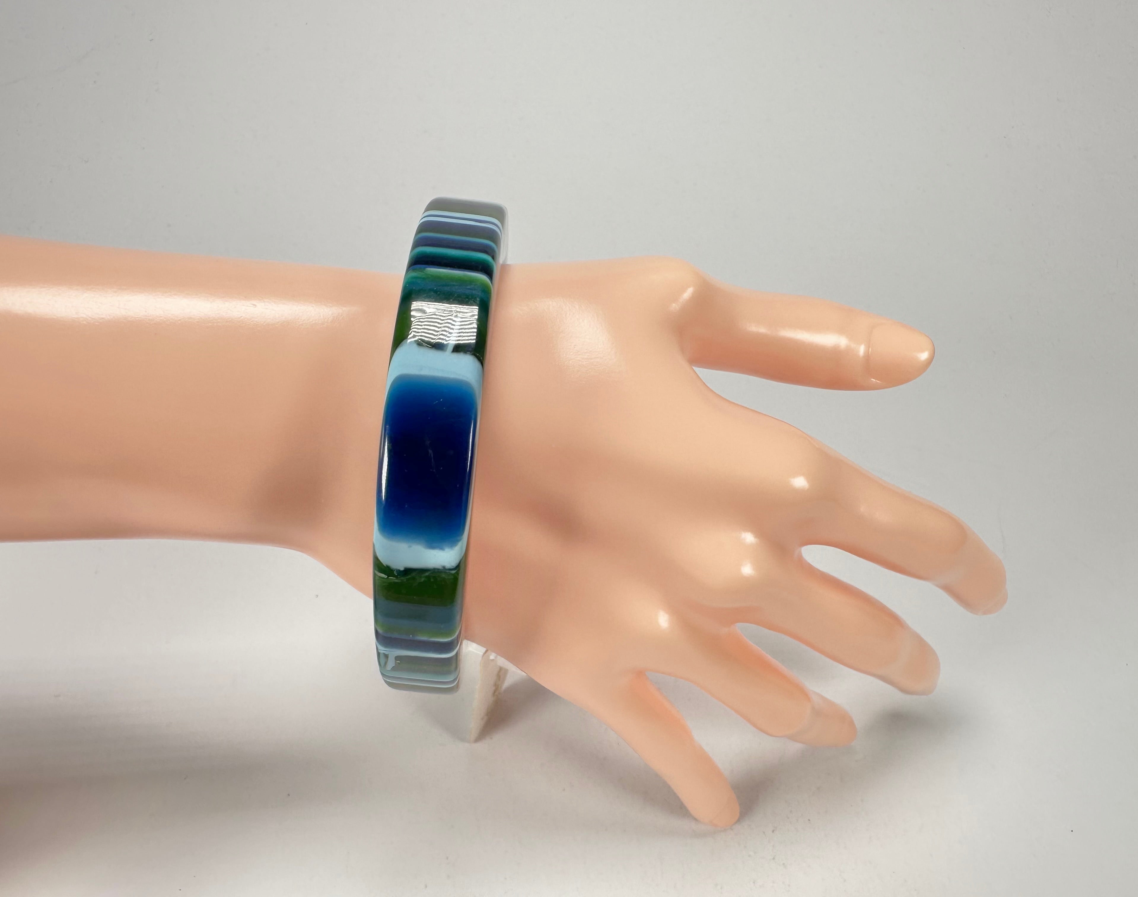 Jackie Brazil "Cat Eye" Liquorice Allsorts with Cat Eye Blue Mix 1.3cm Resin Bangle ( B1034 )