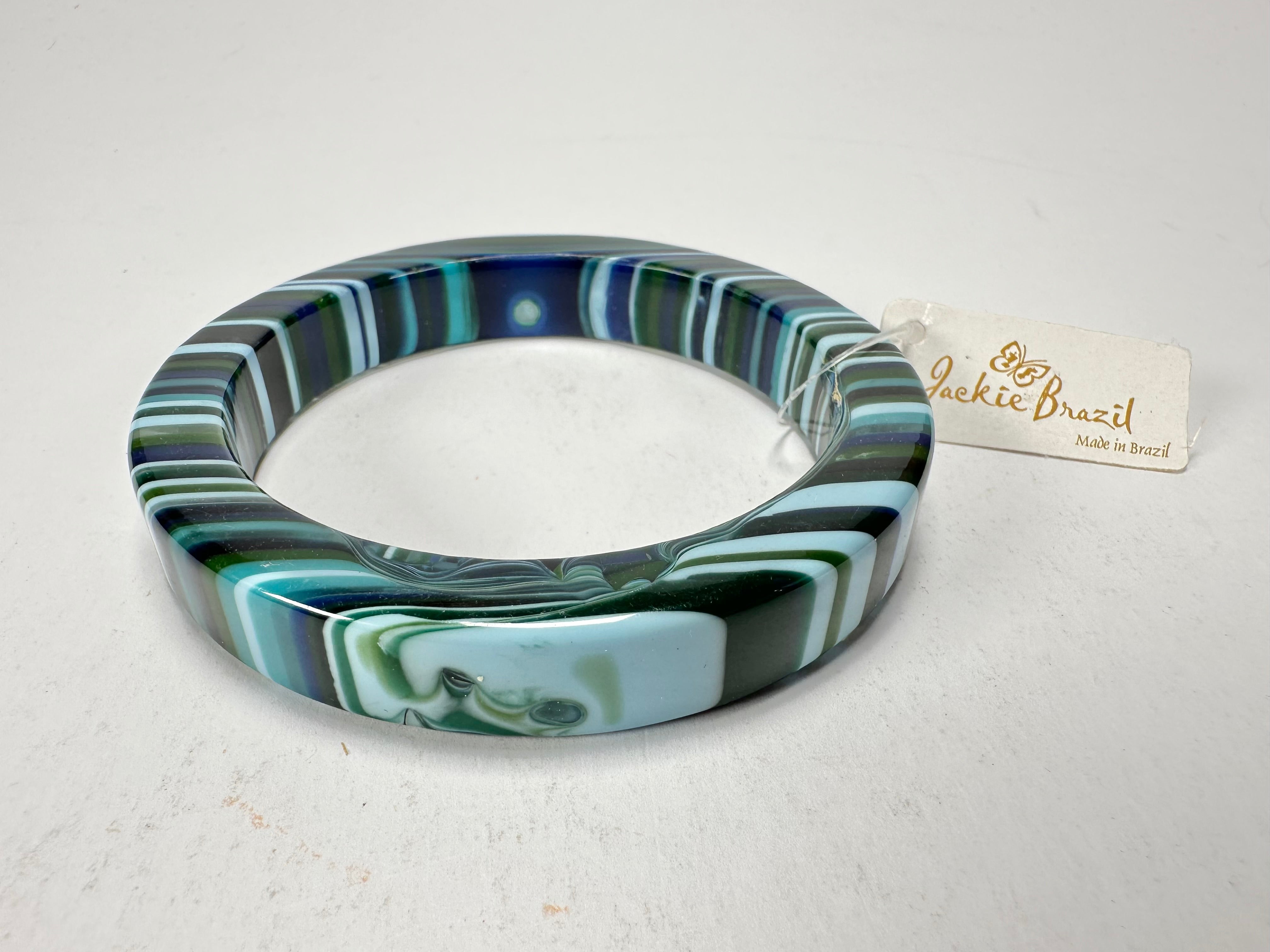 Jackie Brazil "Cat Eye" Liquorice Allsorts with Cat Eye Blue Mix 1.3cm Resin Bangle ( B1034 )